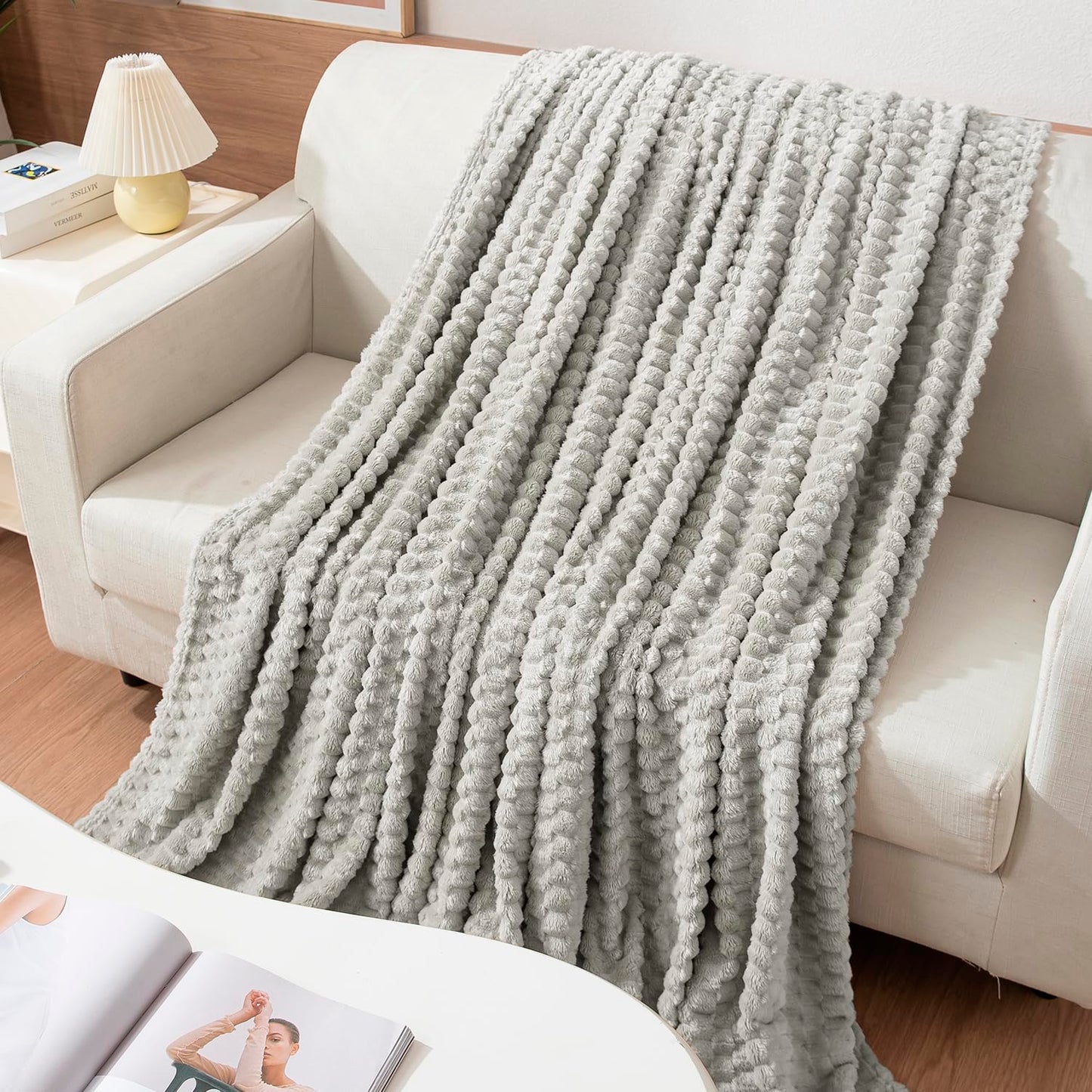 Buy Light Grey Fleece AC Blanket Double Bed Online | HOKIPO