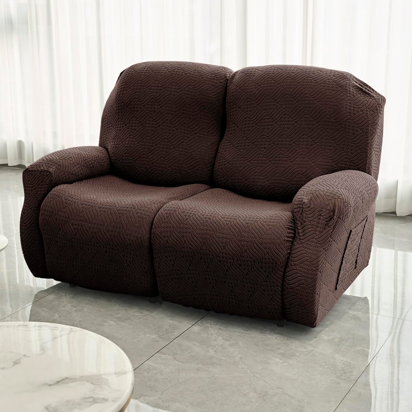 Premium 170 GSM Jacquard Fully Covered Recliner Sofa Cover for 1/2/3 Seaters, Brown