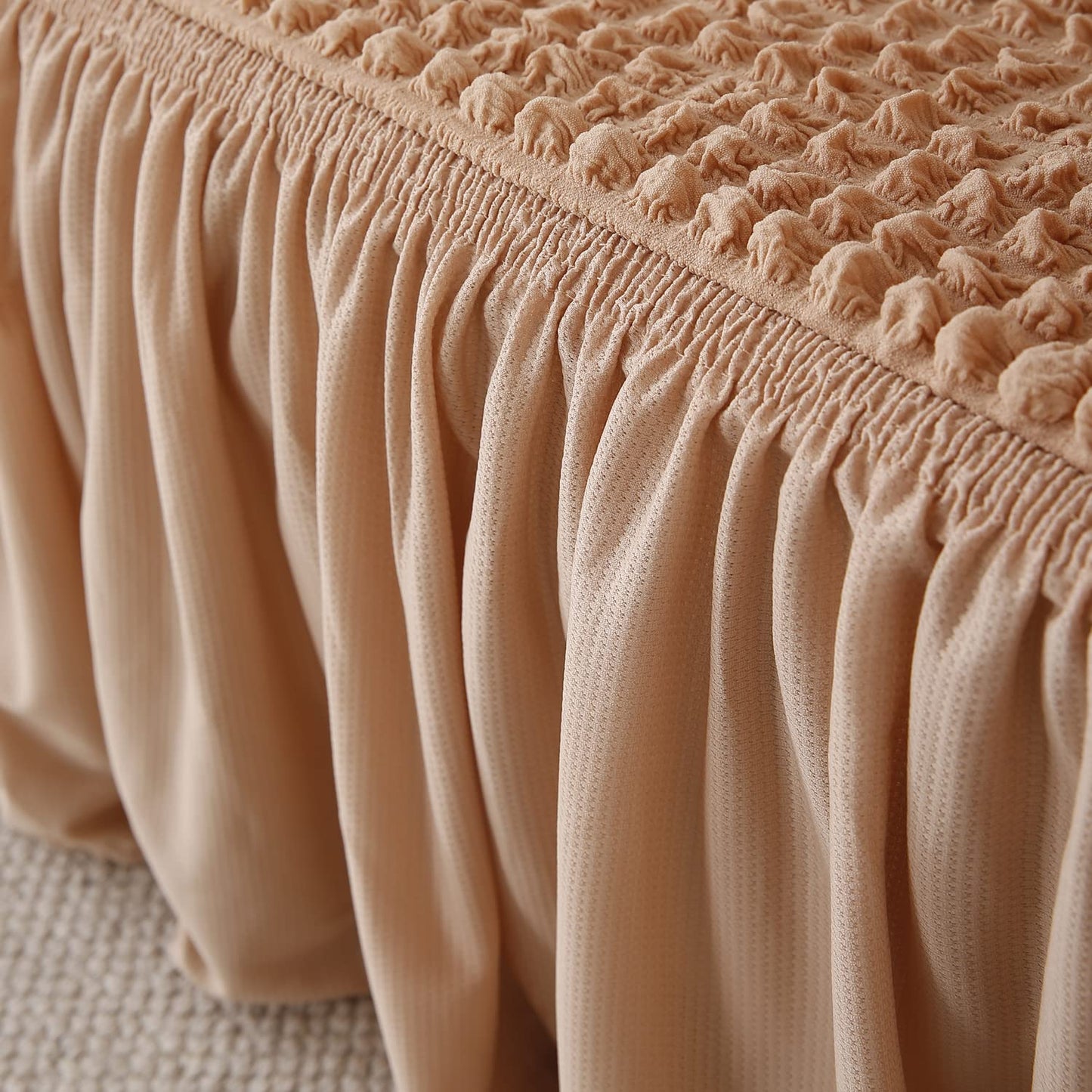 Beige Turkish Bubble frill full modern sofa cover design