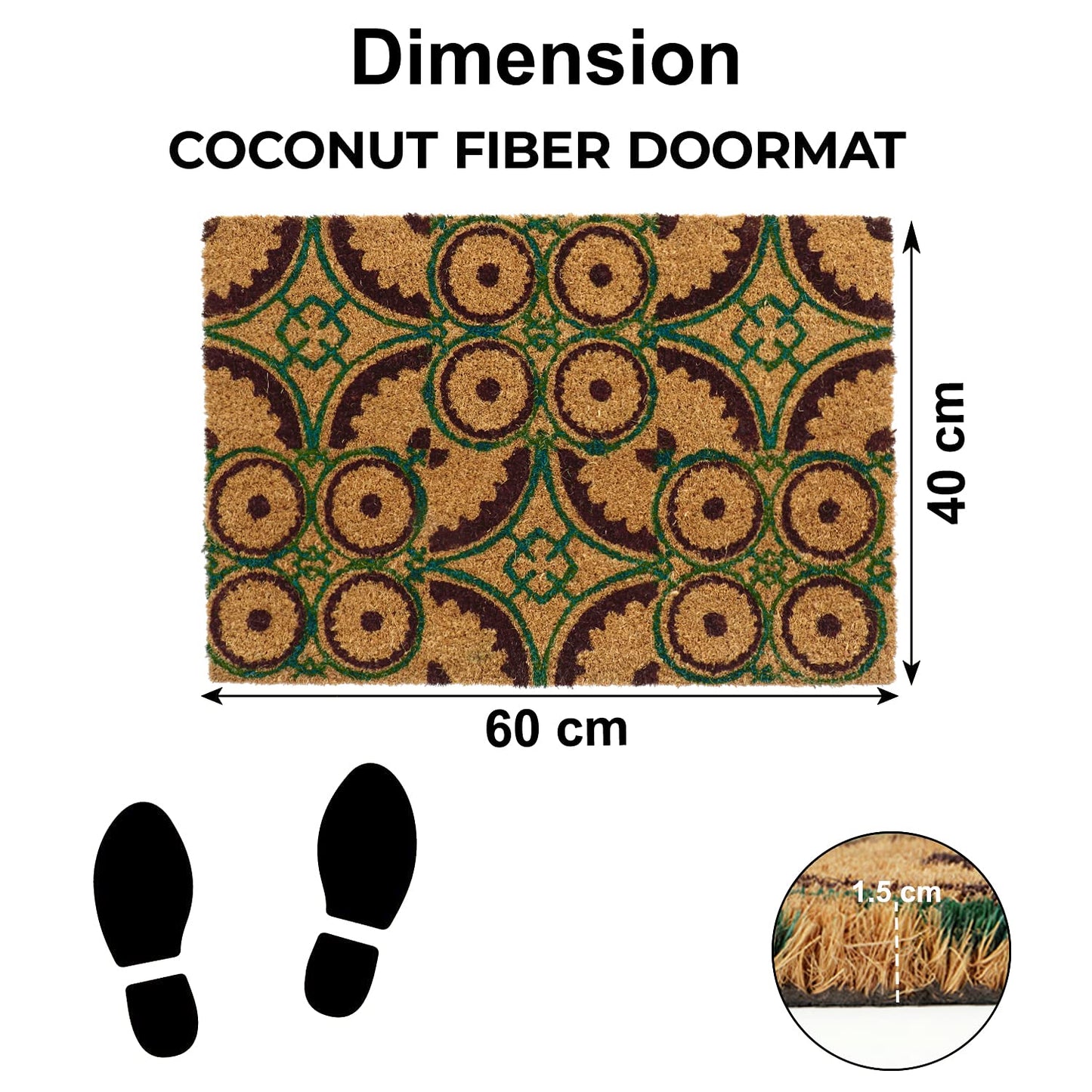 Coir Entrance Door Mat with Anti-Slip PVC Backing