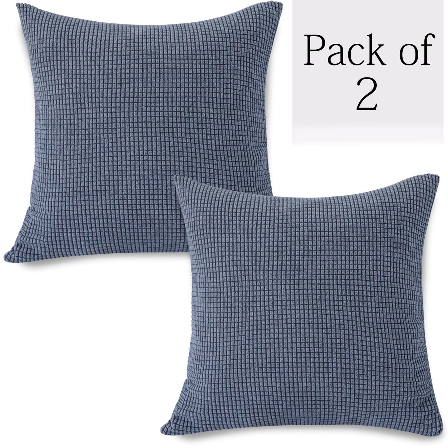 Dark Grey Colour Grid Texture Jacquard Zippered Pillow Cover Set
