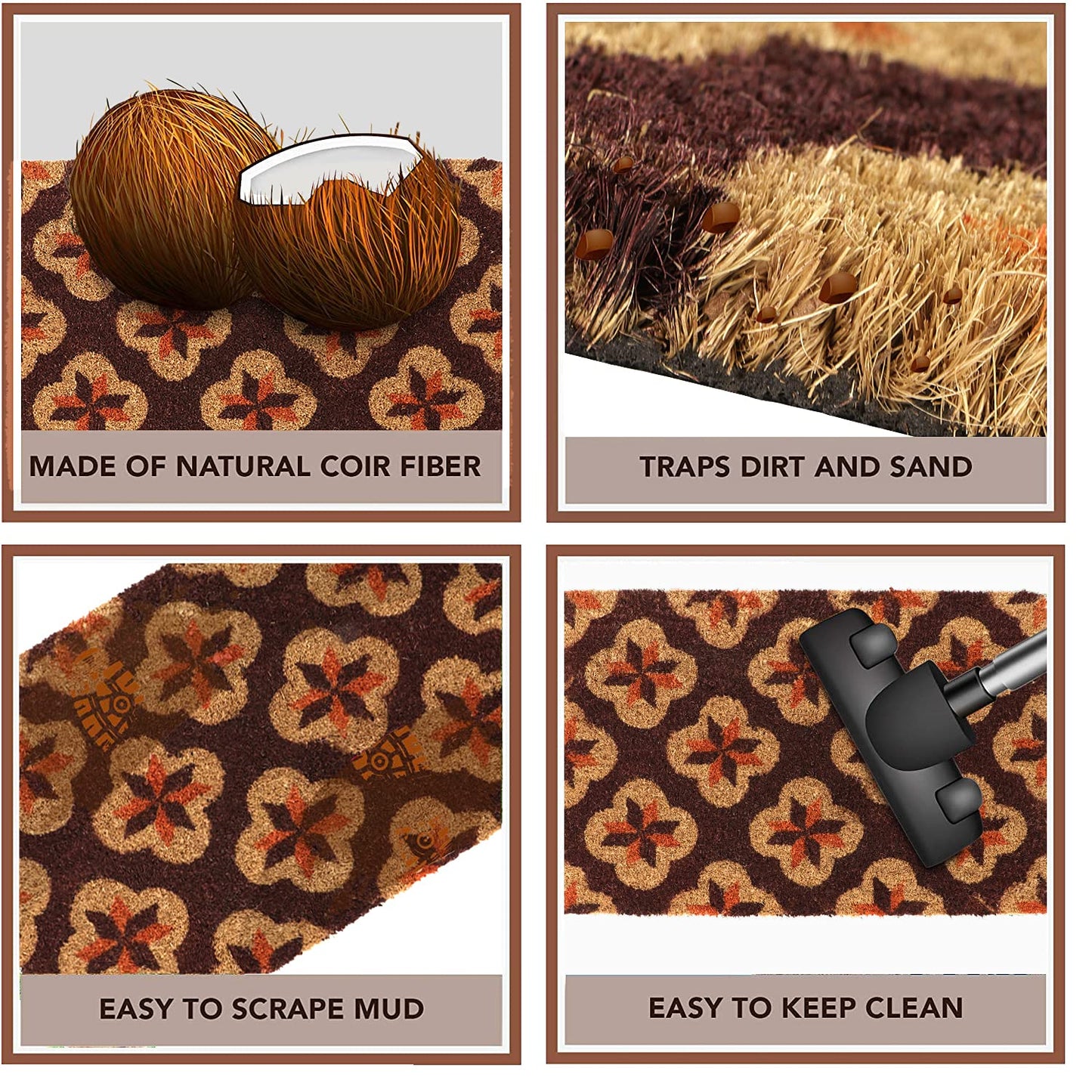 Coir Entrance Door Mat with Anti-Slip PVC Backing