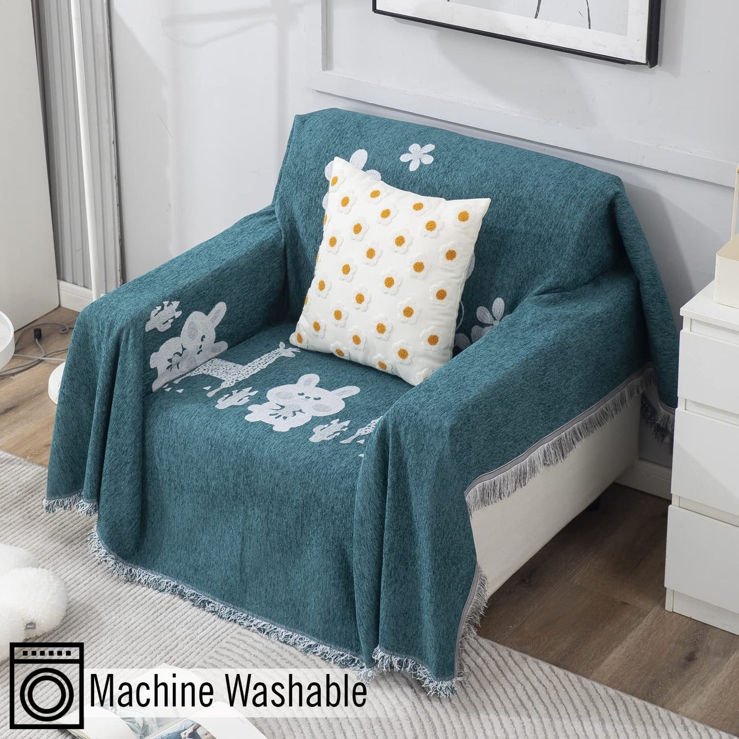 Thick, Soft and Pet Friendly Chenille Sofa Cover Throw,
