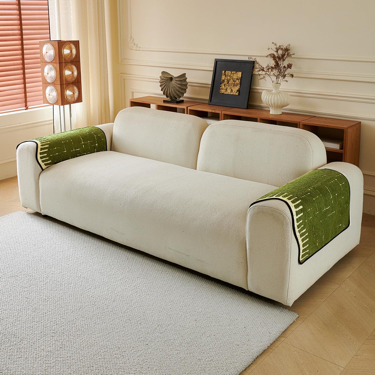 Premium Supple Soft Wavy Sofa Cover Mat, Green