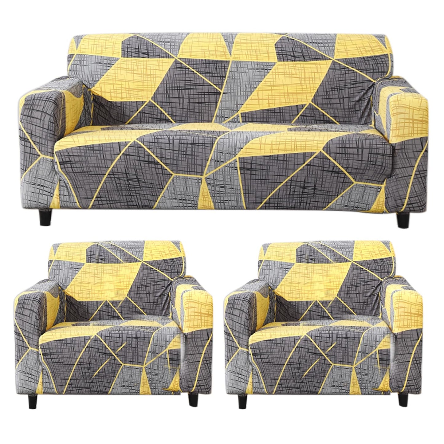 Abstract Grey polyester stretchable sofa cover 3+1+1 seater sofa cover