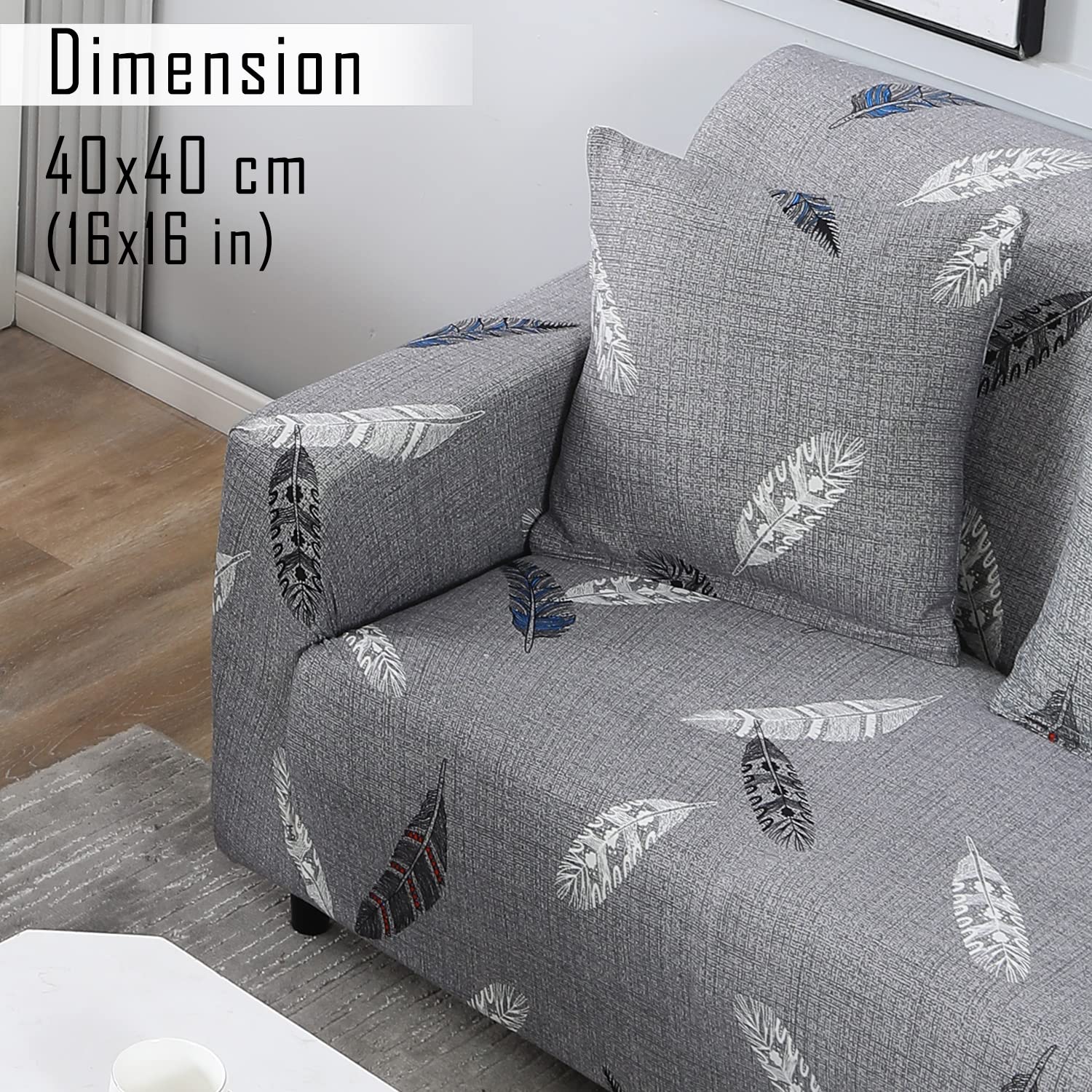 Best grey feather print square cushion cover online