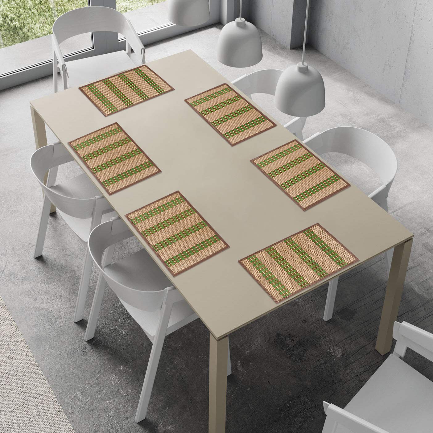 Heat Resistant Bamboo Dinner Mats, Green