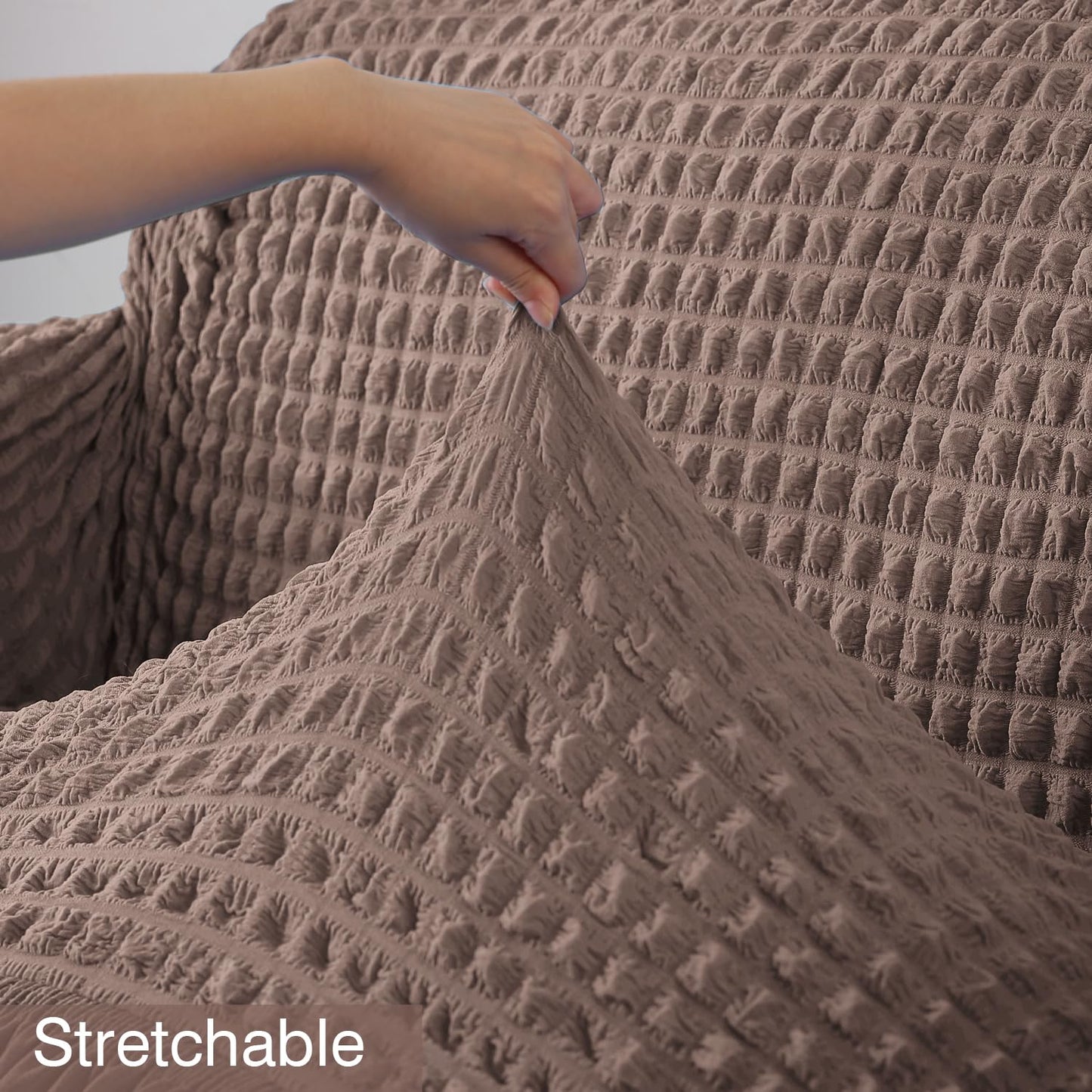 Mocha Elastic stretchable Turkish Bubble frill sofa cover set