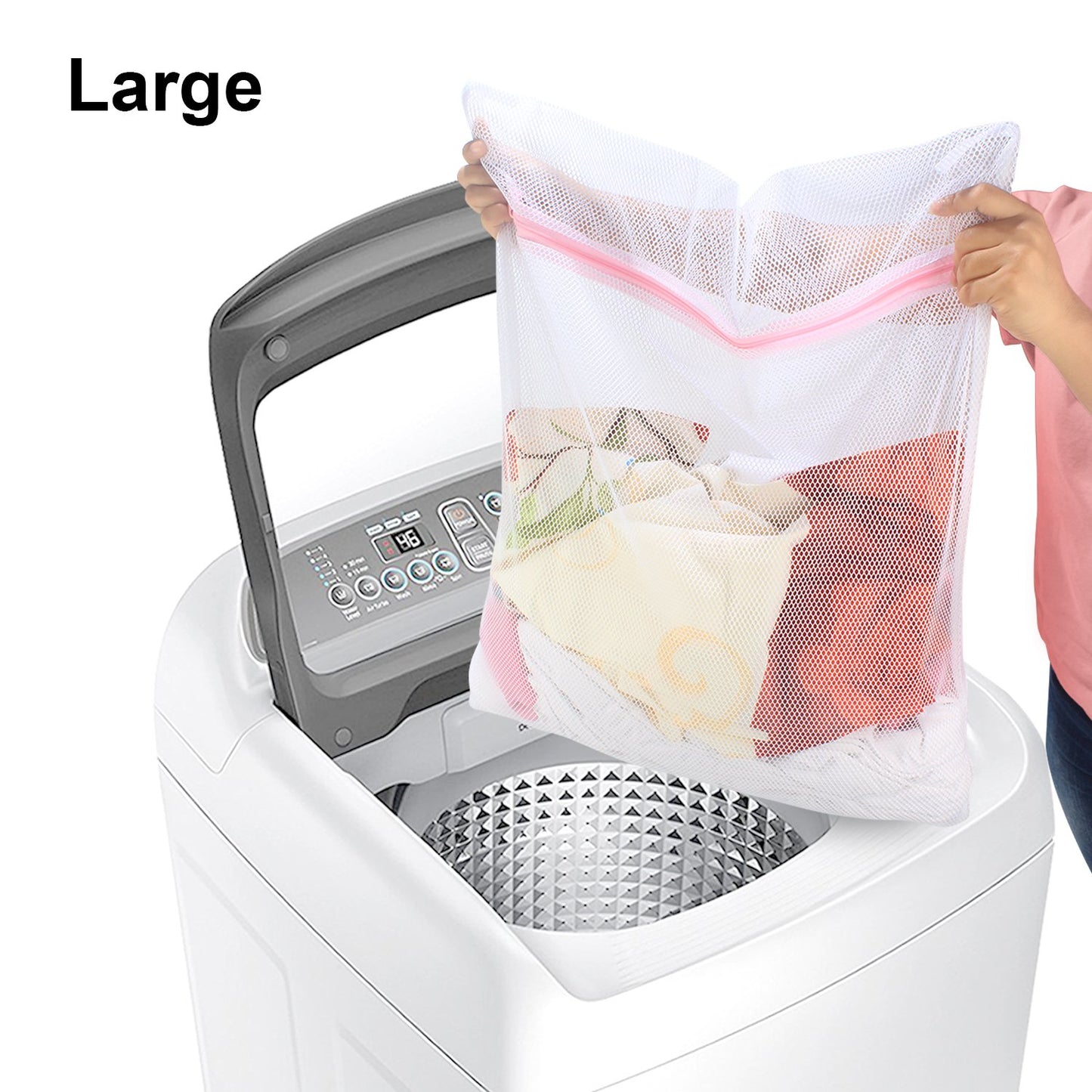 Mesh Laundry Clothes Washing Bag, Set Of 3, White