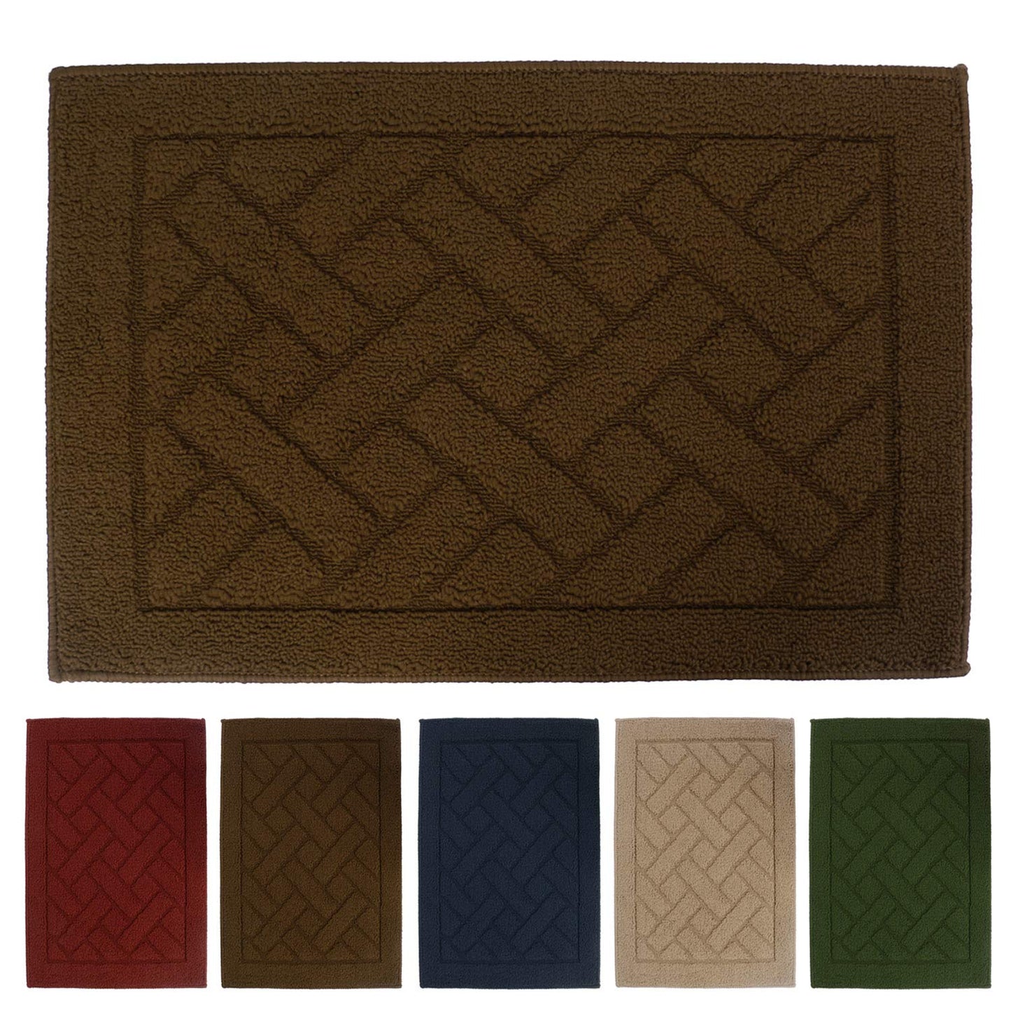 Front Door Inside and Outside Dirt Trapper Mat Polypropylene Fiber Anti-Slip Rubber Back Machine Washable Mat, Rectangular - 45 x 70 cm, Brown