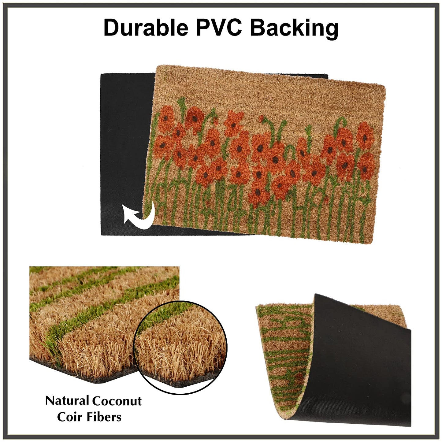 Coir Entrance Door Mat with Anti-Slip PVC Backing
