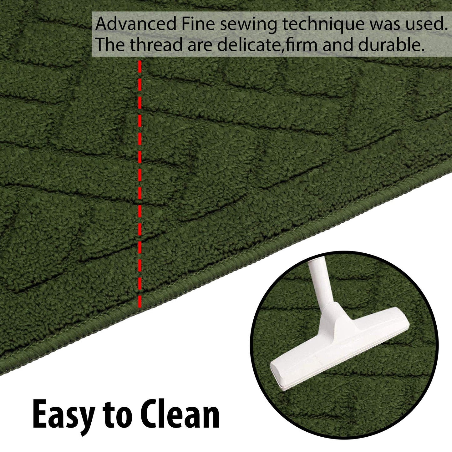 Entrance Door Inside and Outside Dirt Trapper Mat Polypropylene Fiber Anti-Slip Rubber Back Machine Washable Mat, Rectangular - 45 x 70 cm, Green