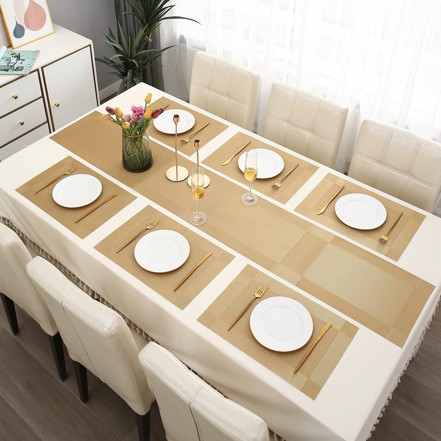 PVC Dining Table Mats, Gold