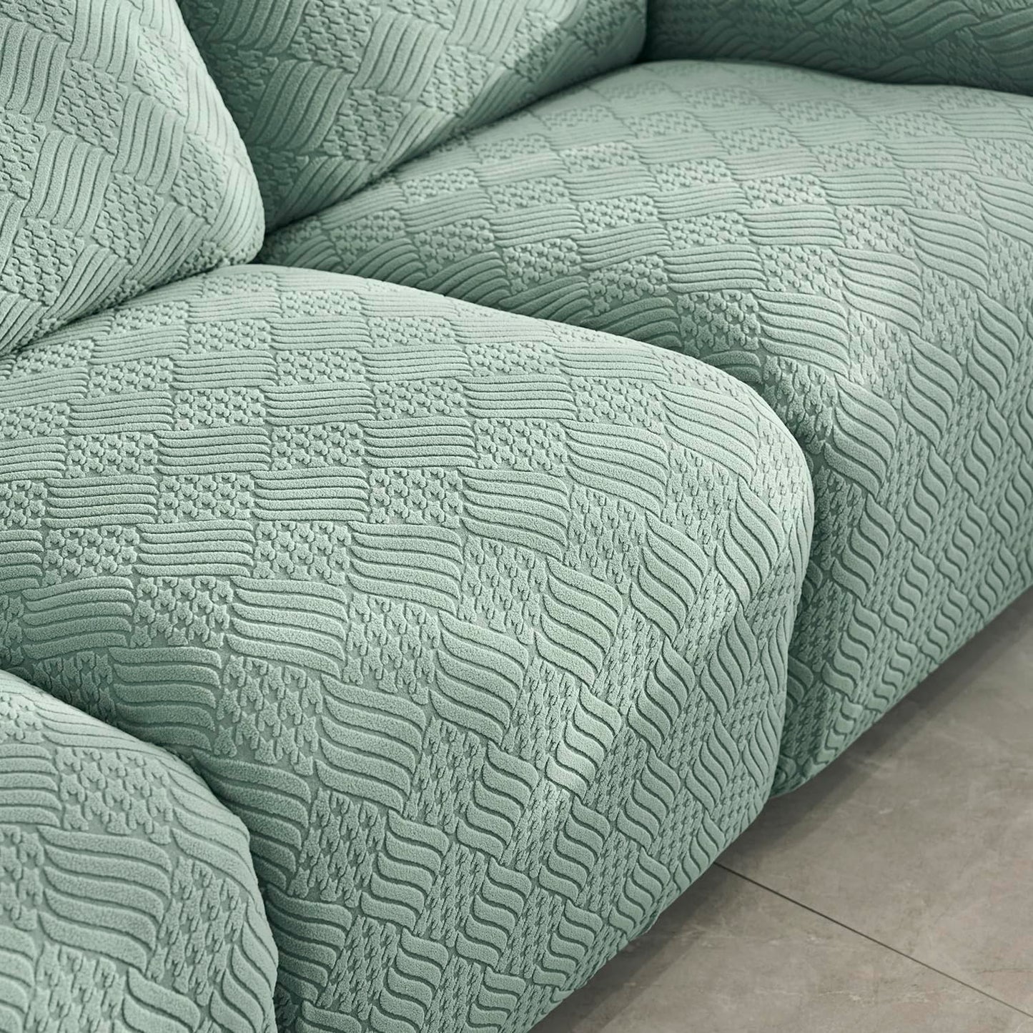 Premium 170 GSM Jacquard Fully Covered Recliner Sofa Cover for 1/2/3 Seaters, Green