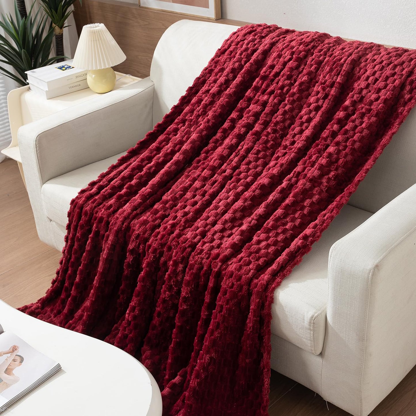 Maroon Colour Double Bed Winter Blanket | HOKIPO
