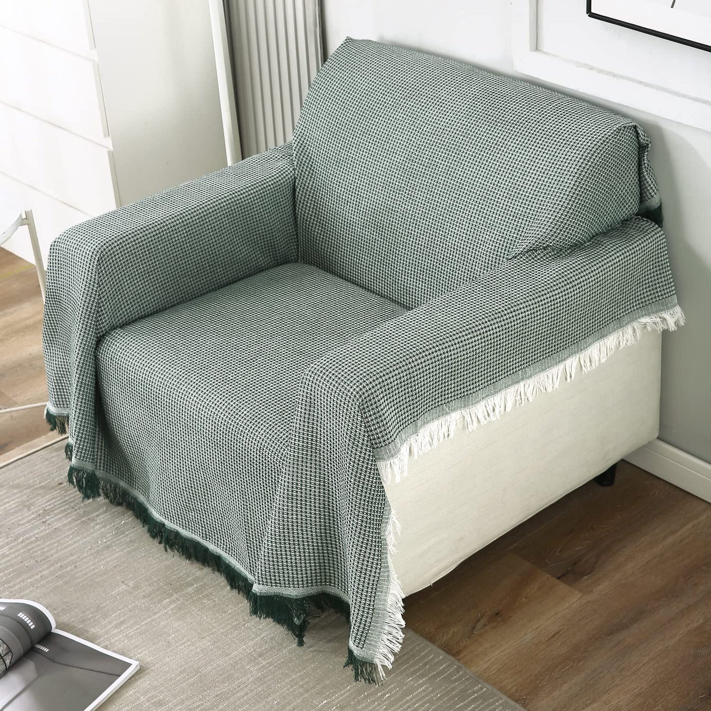 Bottle Green colour polycotton sofa throw cover