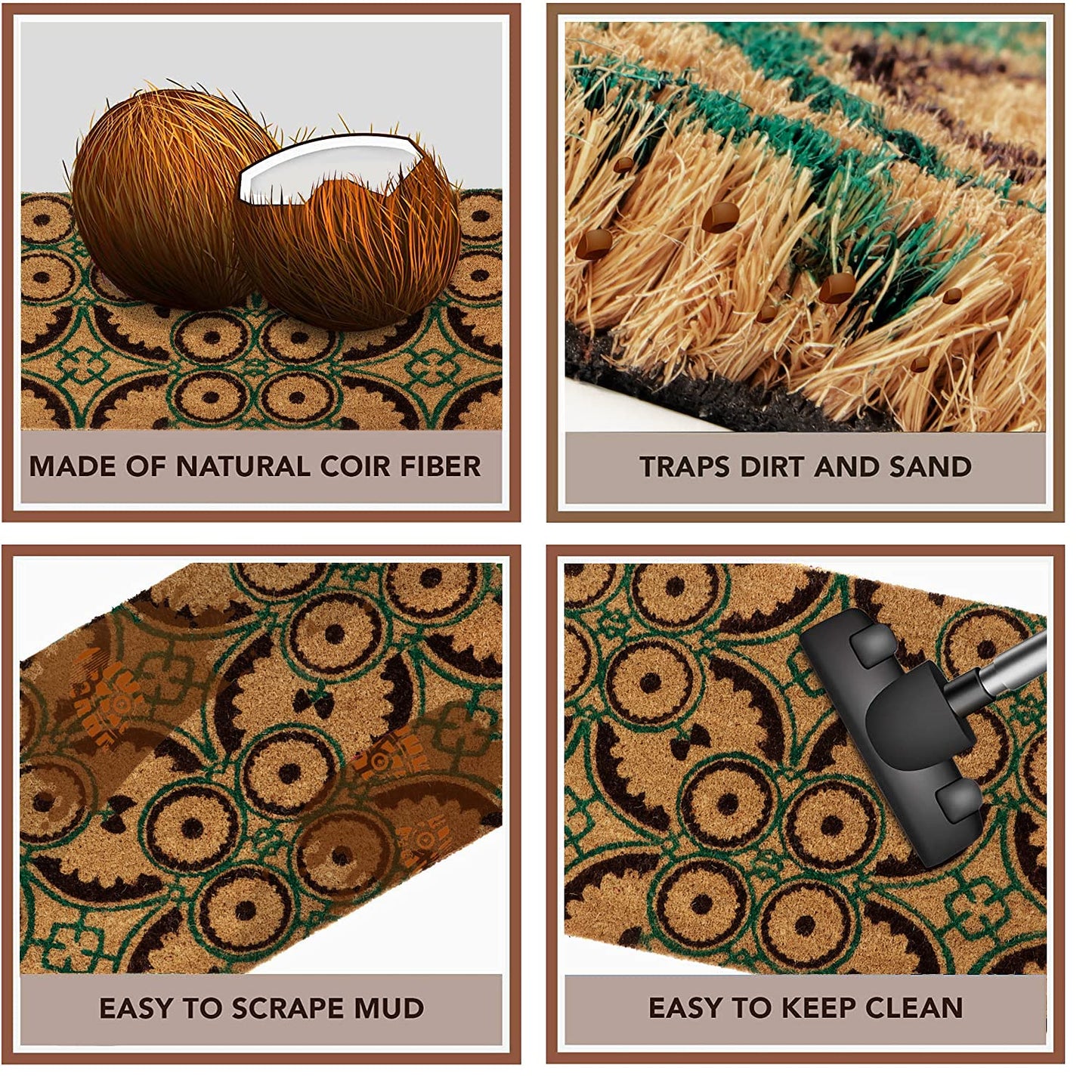 Coir Entrance Door Mat with Anti-Slip PVC Backing