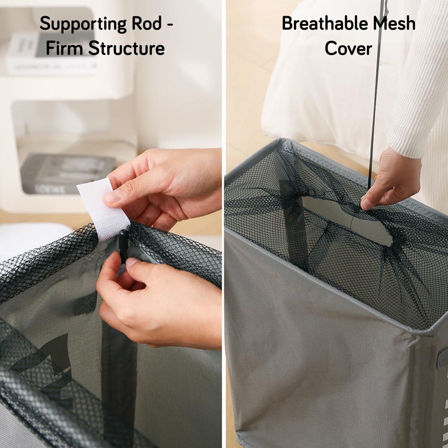 Laundry Bag with Wheels Hamper, Grey