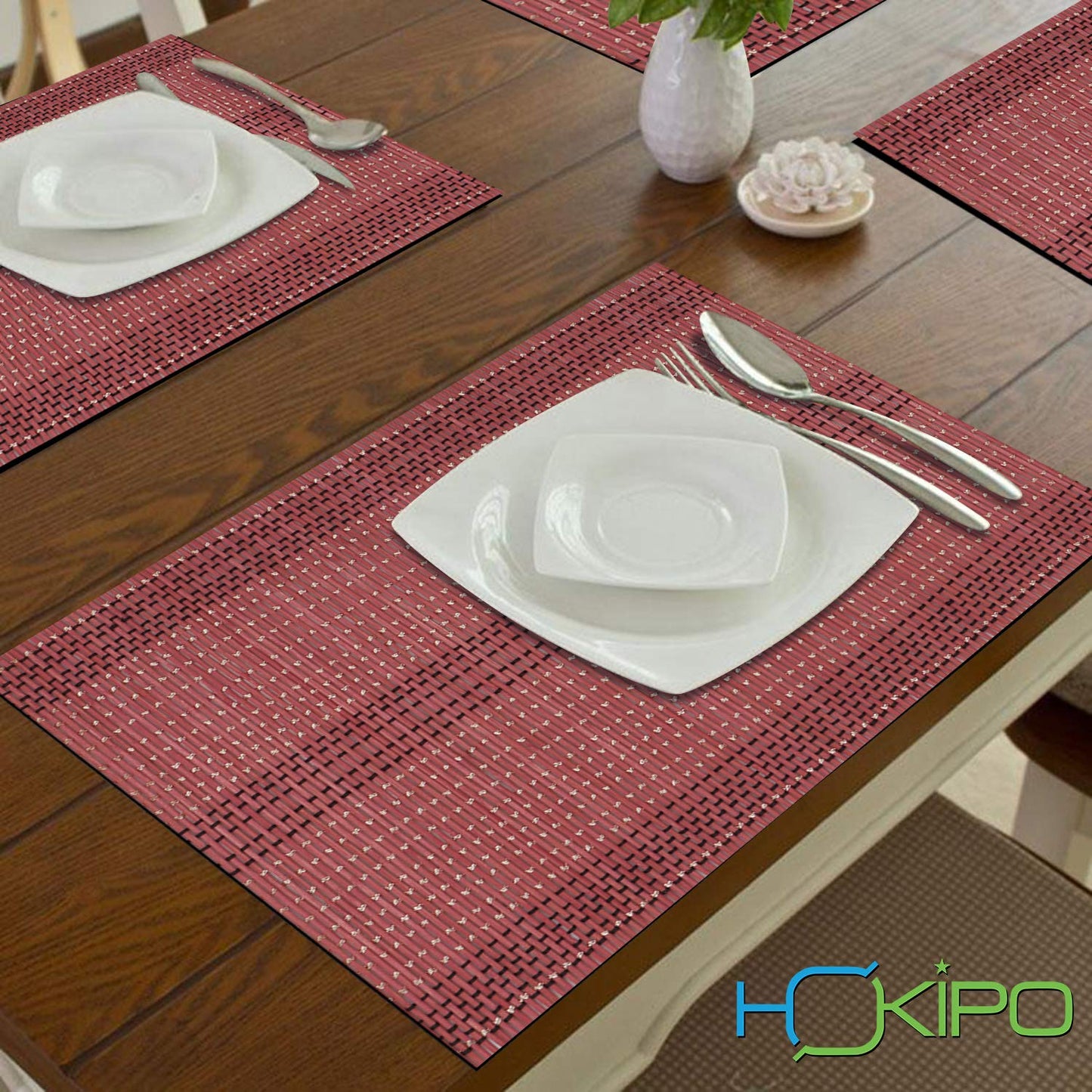 Heat Resistant Bamboo Placemats Set of 6 Dining Table Mats, 45x30cm