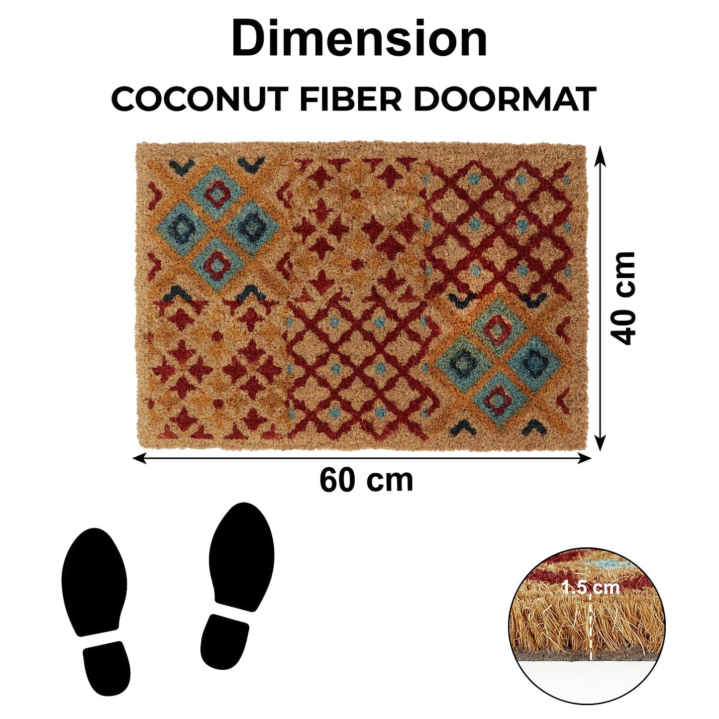 Coir Entrance Door Mat with Anti-Slip PVC Backing