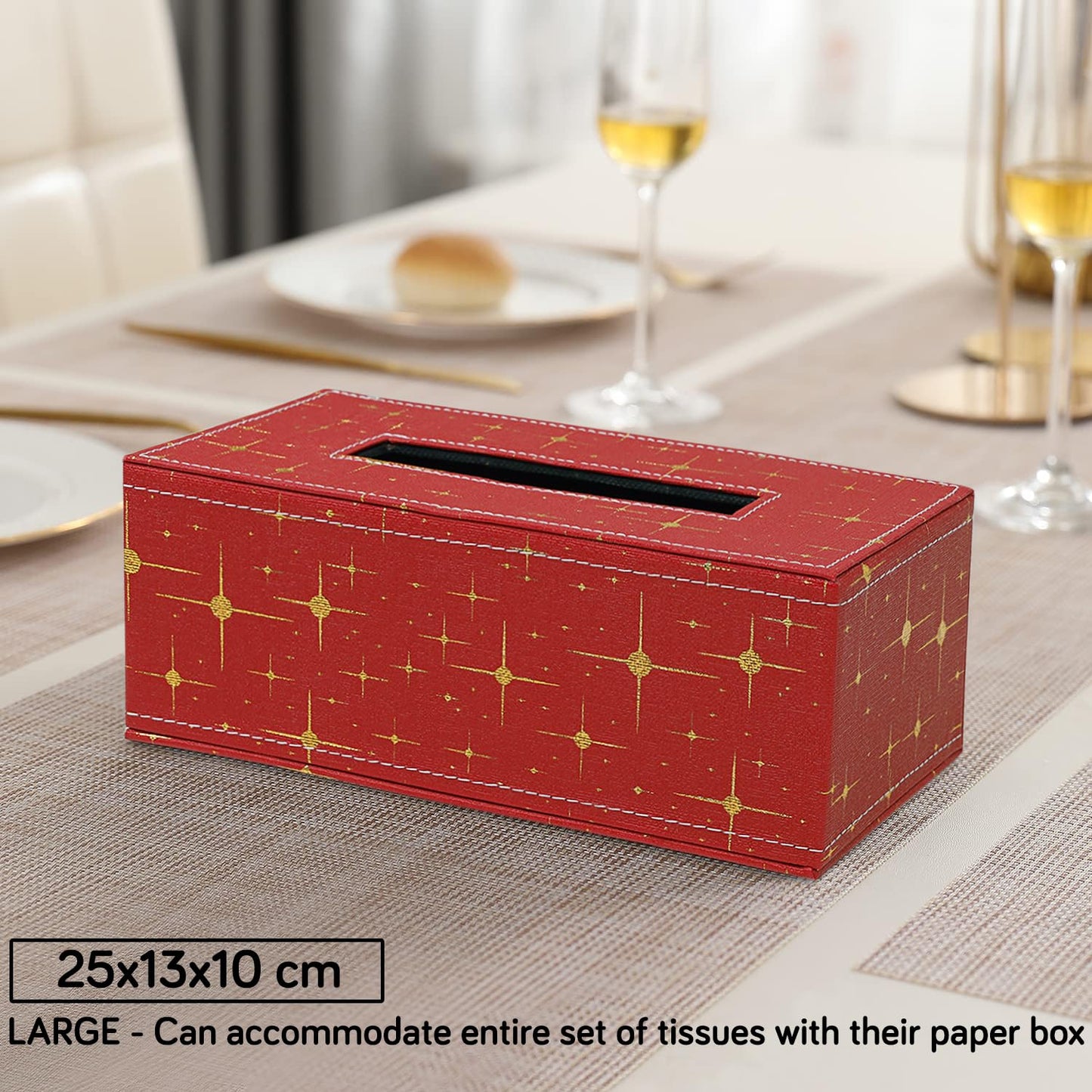 Buy red faux leather large tissue holder | HOKIPO