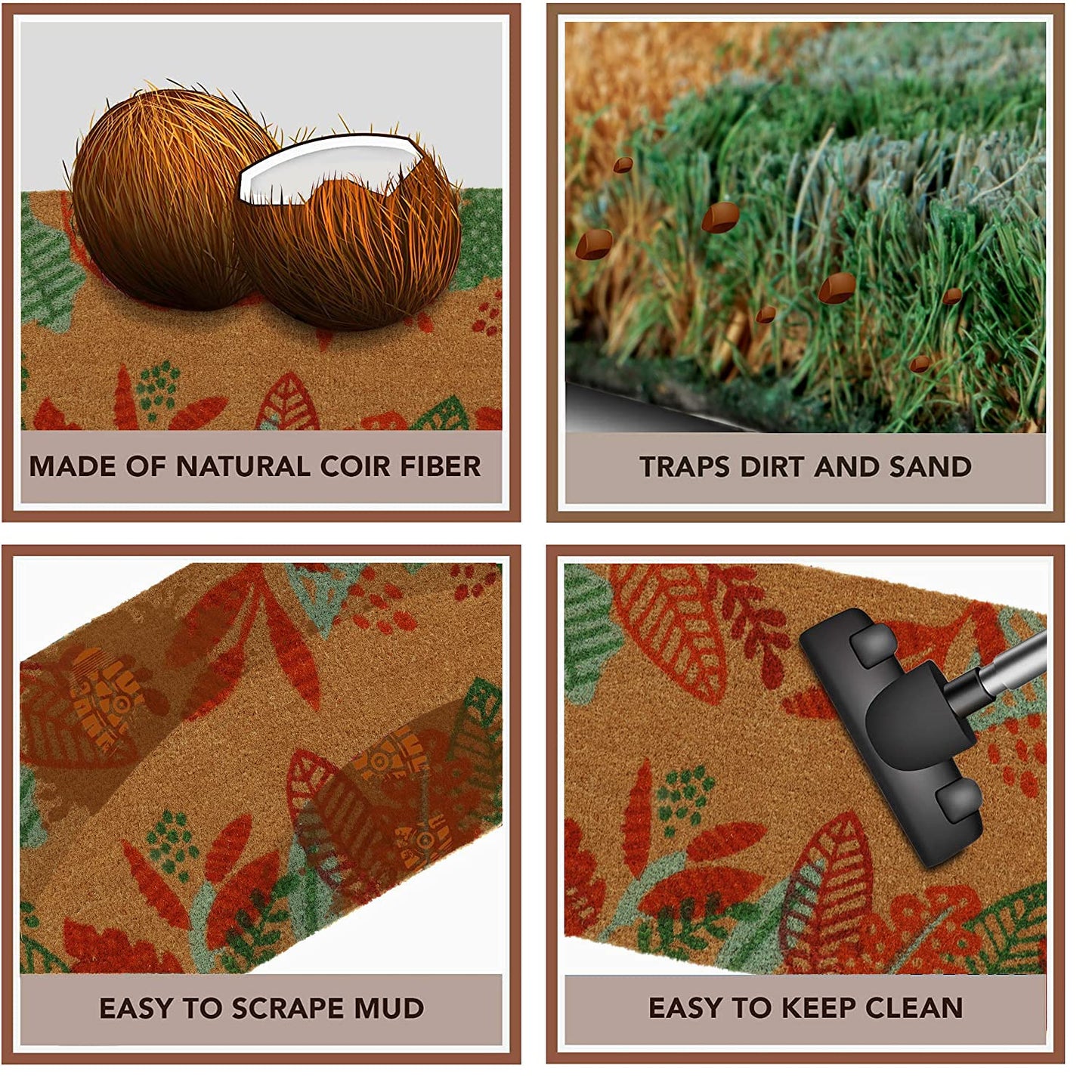 Coir Entrance Door Mat with Anti-Slip PVC Backing