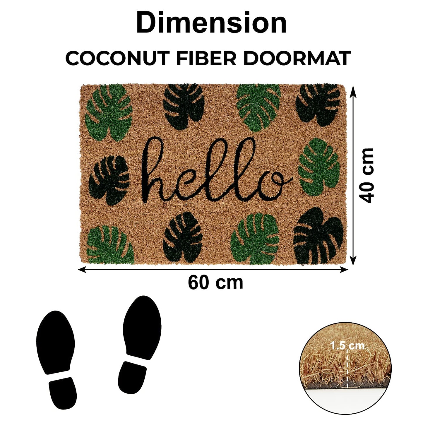 Coir Entrance Door Mat with Anti-Slip PVC Backing