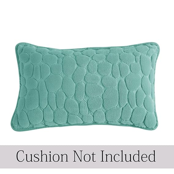 Buy Fog Blue Colour Premium Zippered Pebble Texture Milk Velvet Cushion Covers | Rectangular Pillows