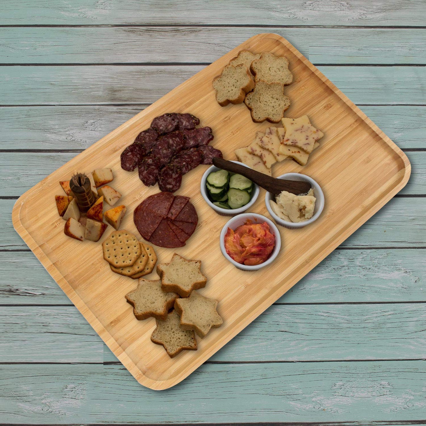 Wooden Bamboo Serving Tray Set of 2