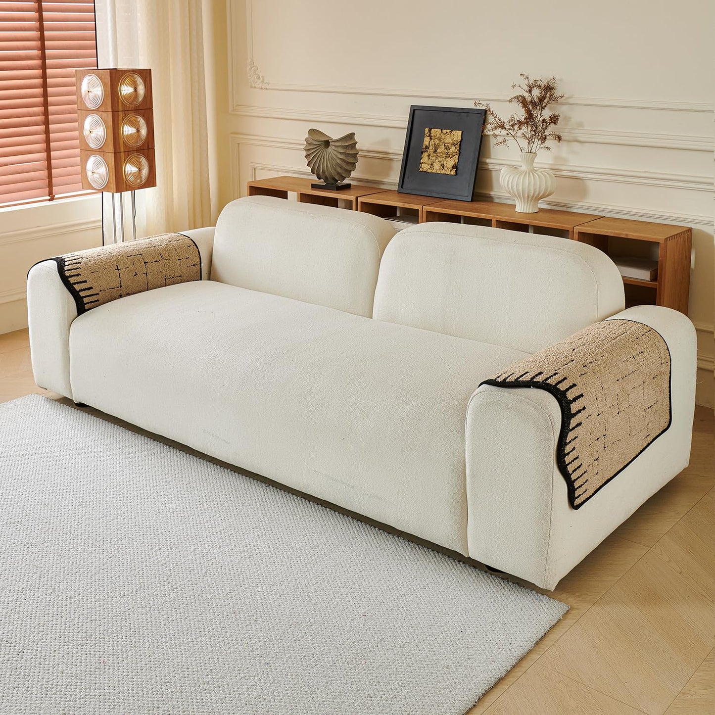 Premium Supple Soft Wavy Sofa Cover Mat, Brown