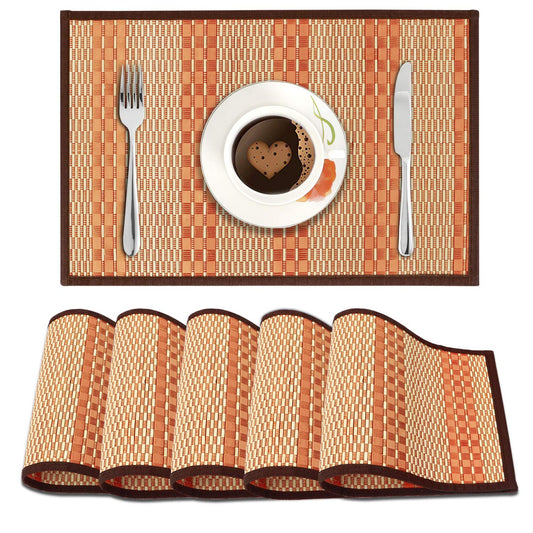 Heat Resistant Bamboo Dinner Mats, Orange