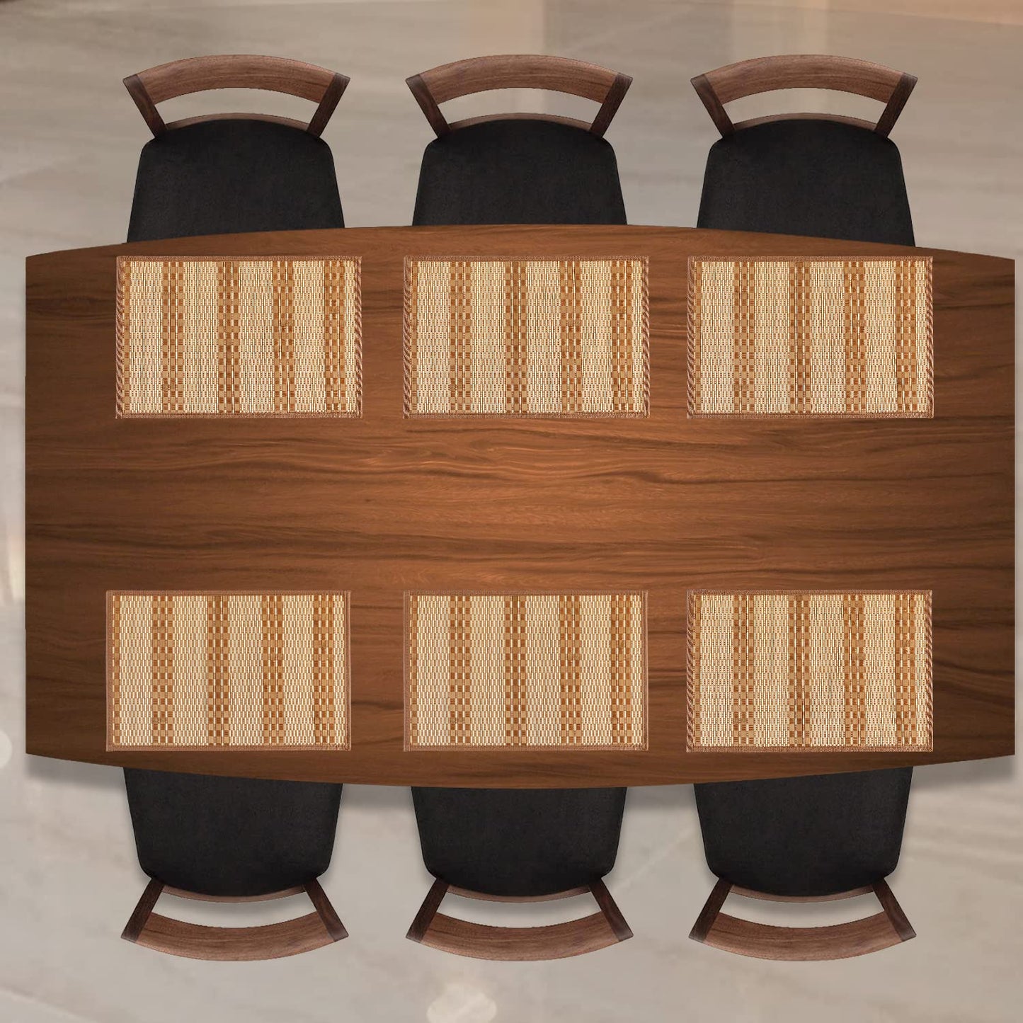 Heat Resistant Bamboo Dinner Mats, Burnt Orange