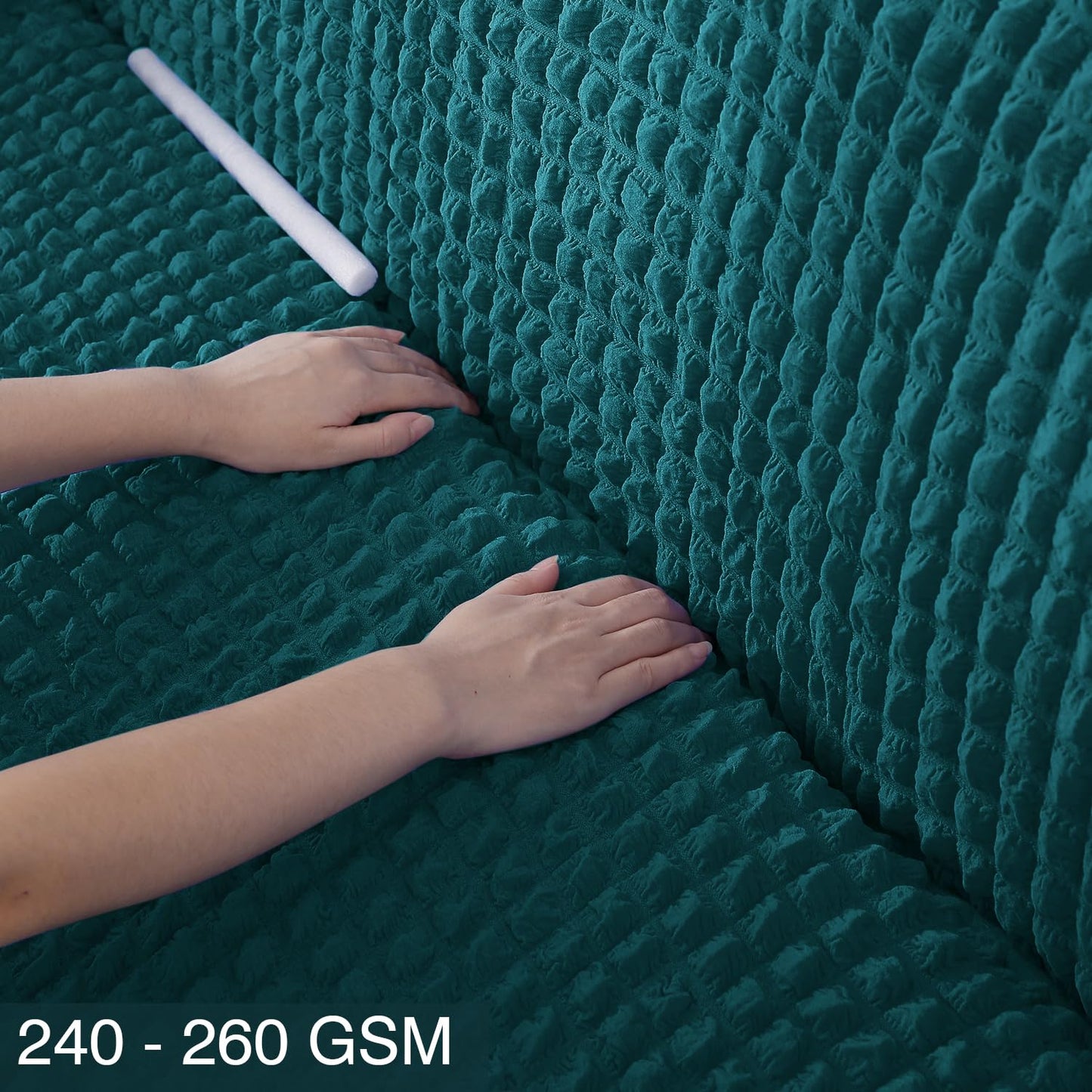 Teal Stretchable full frilled sofa ka cover set