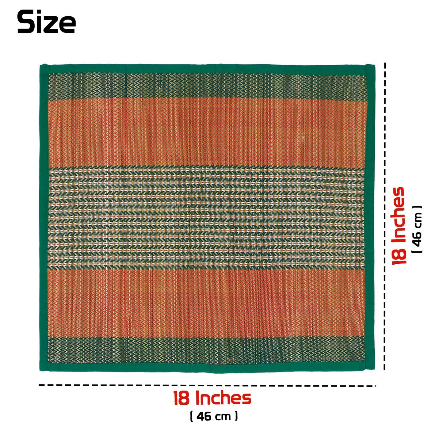 Natural River Grass Handcrafted Pooja Floor Mats/Meditation Prayer Mat/Sittting Mat/Aasan Mat Chatai for Pack of 2/4/6/8, Green