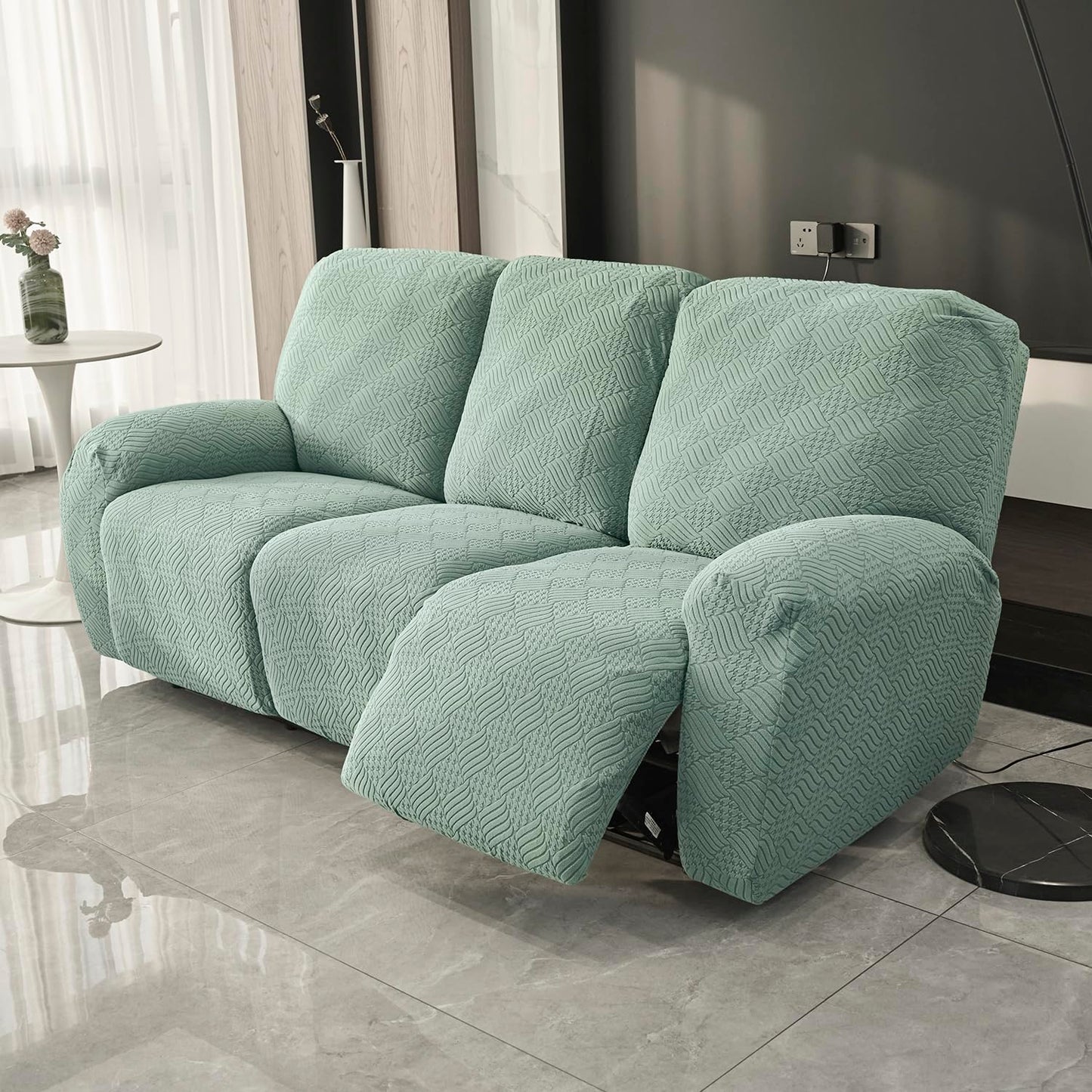 Premium 170 GSM Jacquard Fully Covered Recliner Sofa Cover for 1/2/3 Seaters, Green