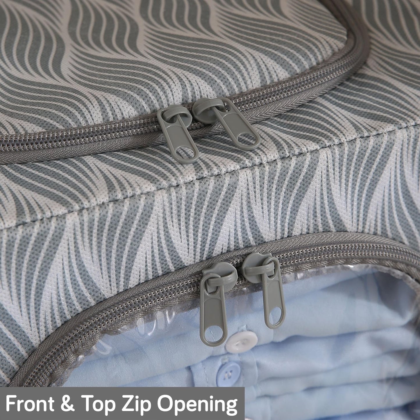 Sturdy, Stackable and Moisture Resistant Non-Woven Cloth Organiser for Storage, Grey Leaves