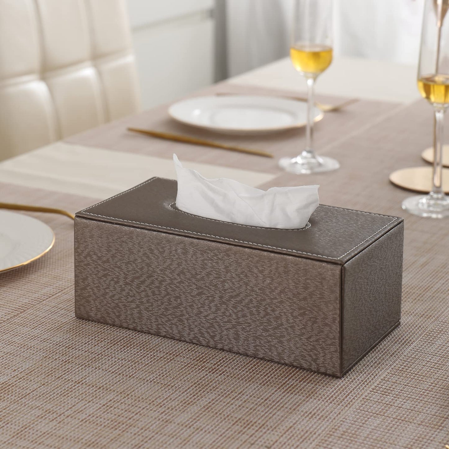 buy premium brown PU leather tissue holder | HOKIPO