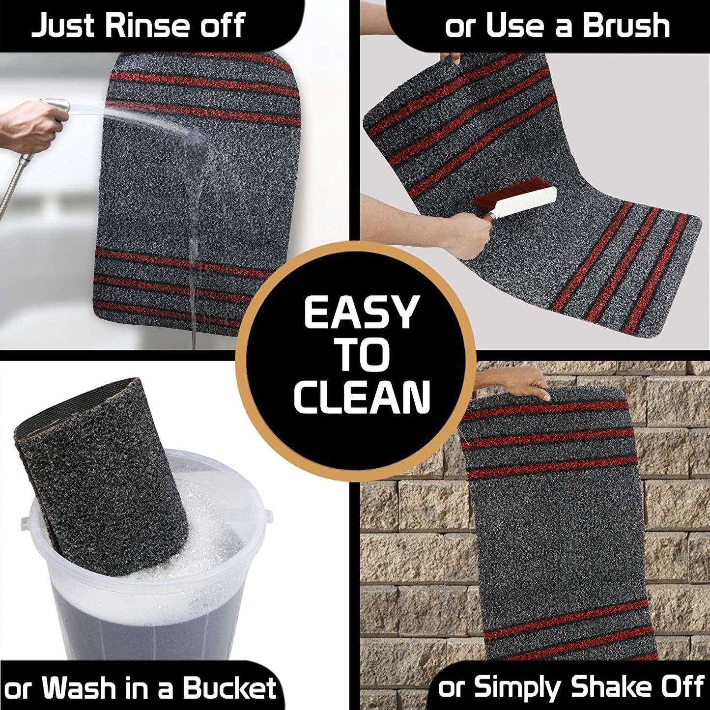 Rubber Back Dirt Trapper Rectangular Doormats For Entrance Big Size, Black, 48X78 Cm