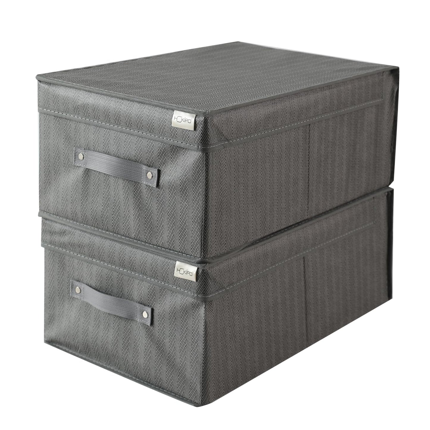 Fabric Cloth Storage Wardrobe Organiser Box With Lid, Size - 45 X 30 X 20 Cm, Grey, Rectangular