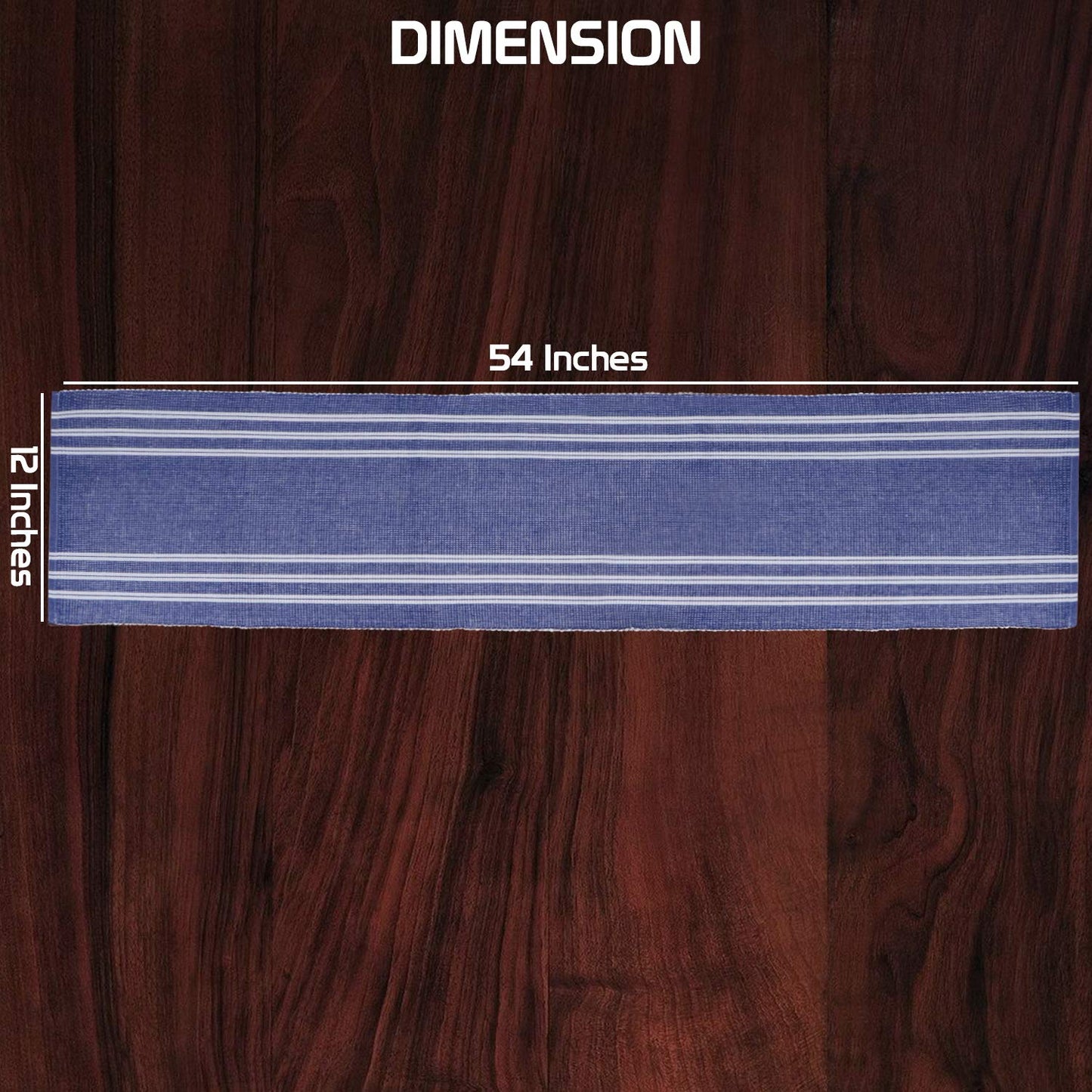 Cotton Ribbed Washable Table Runner for Dining Table 4 Seater, 12x54 Inches, Blue