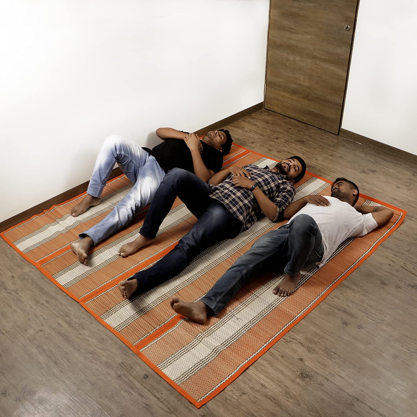 Natural Handmade Madurkathi Large Chatai Mats for Home, Orange