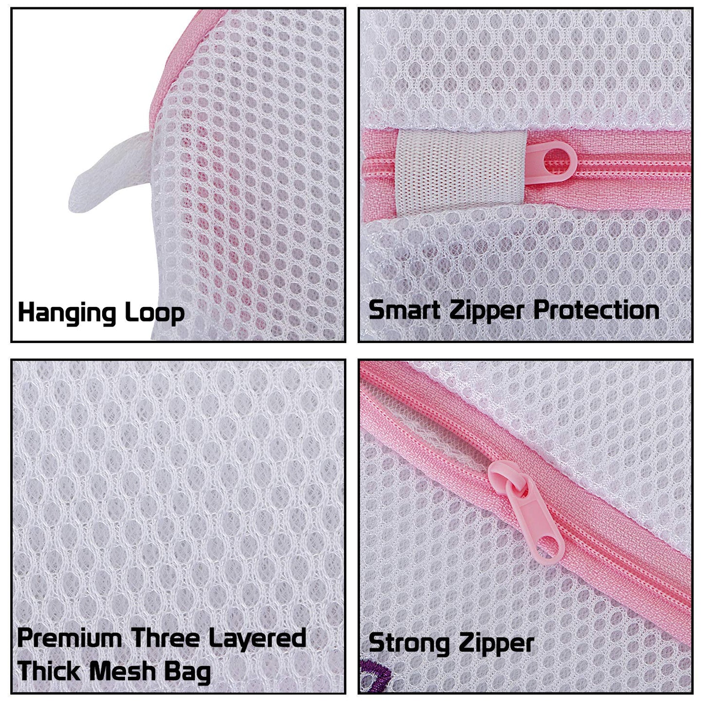 Dual Layered Mesh Bags for Laundry Clothes Washing Bags, Pack of 5