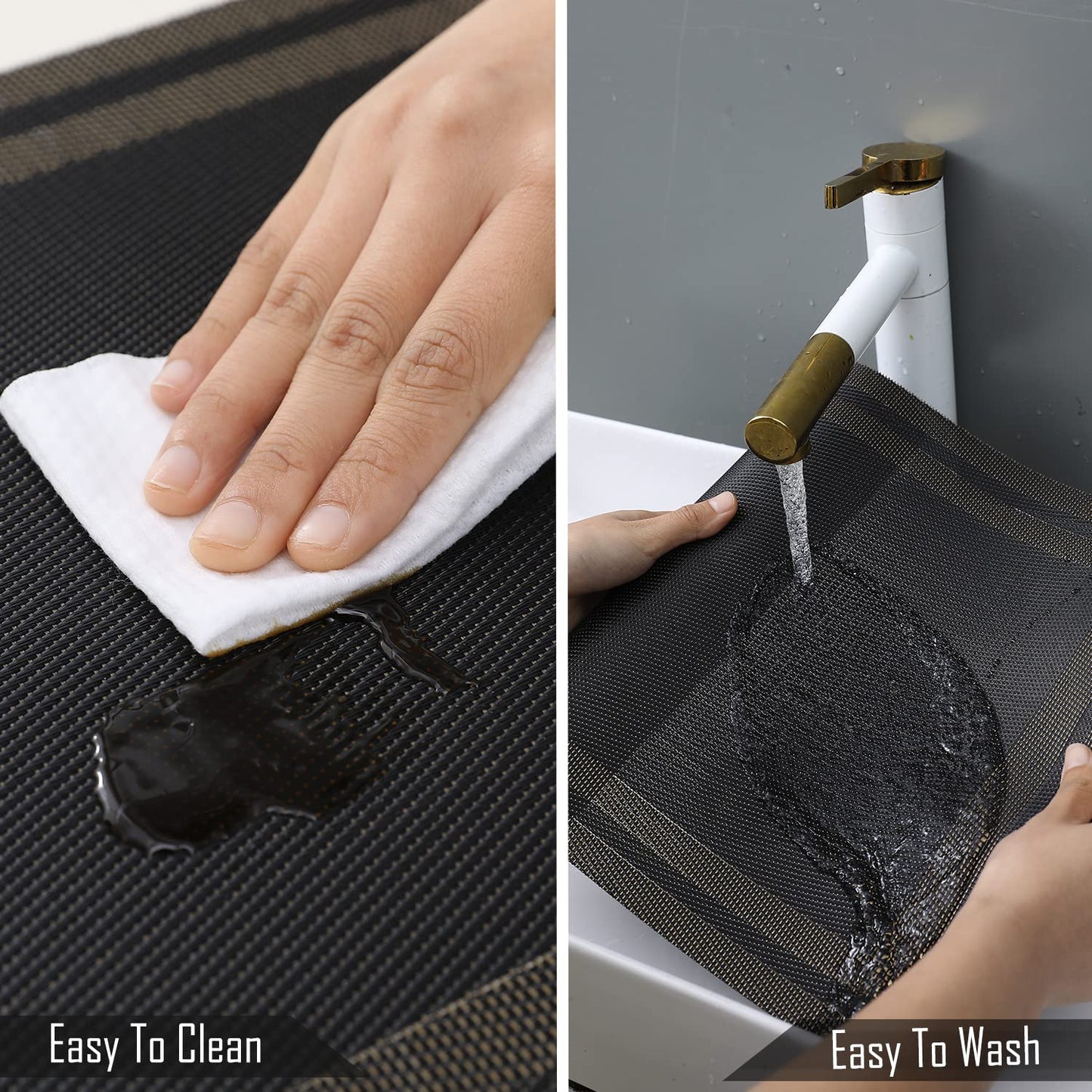 PVC Table Runner for Dinner and Coffee Table, Charcoal Black