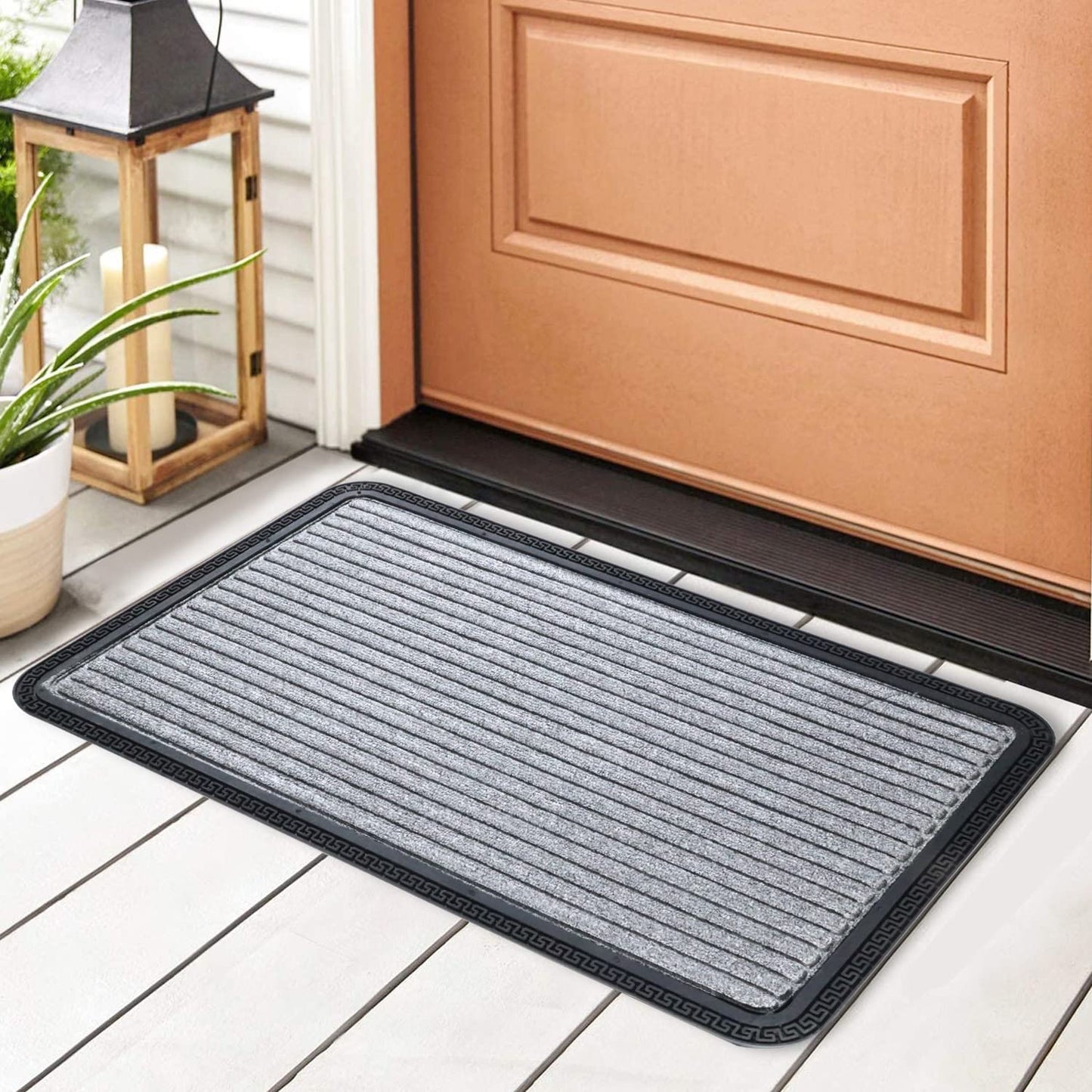 All Purpose Doormat with Rubber Backing, Thick mat for Outdoor and Indoor use, Grey