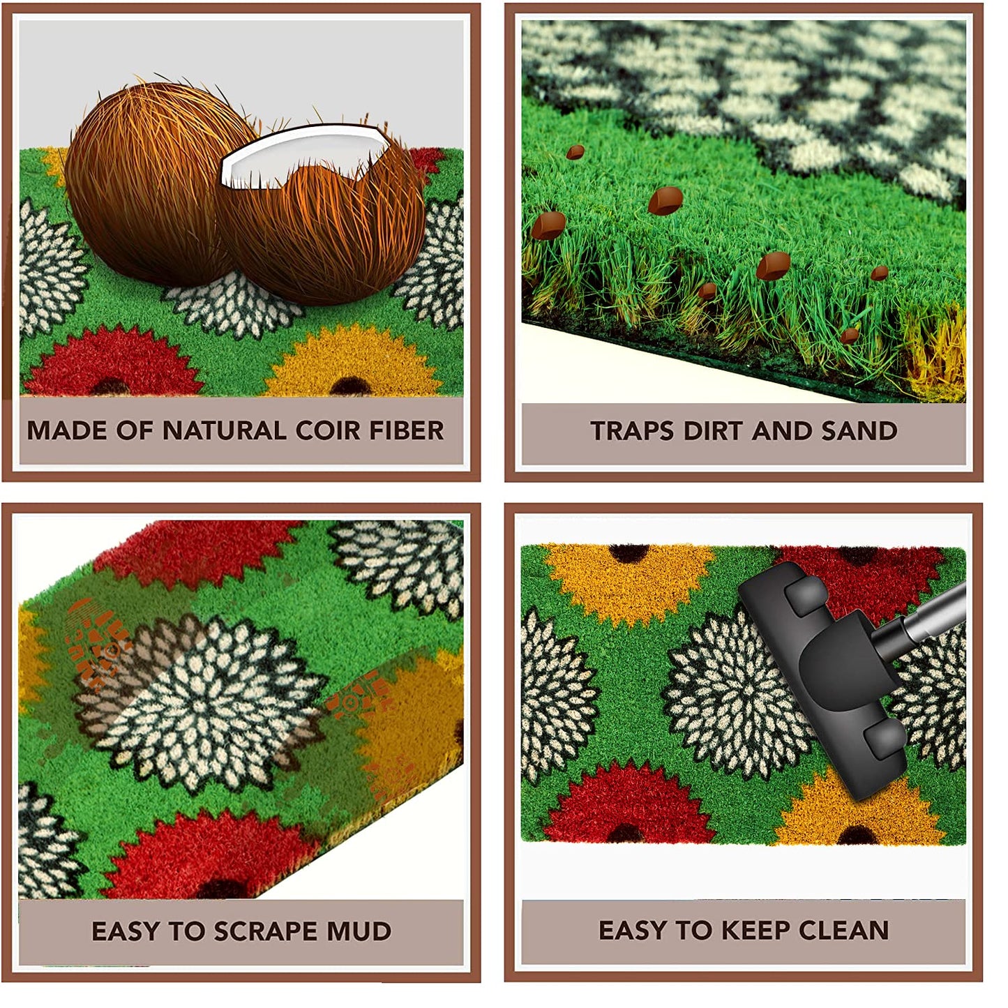 Coir Entrance Door Mat with Anti-Slip PVC Backing