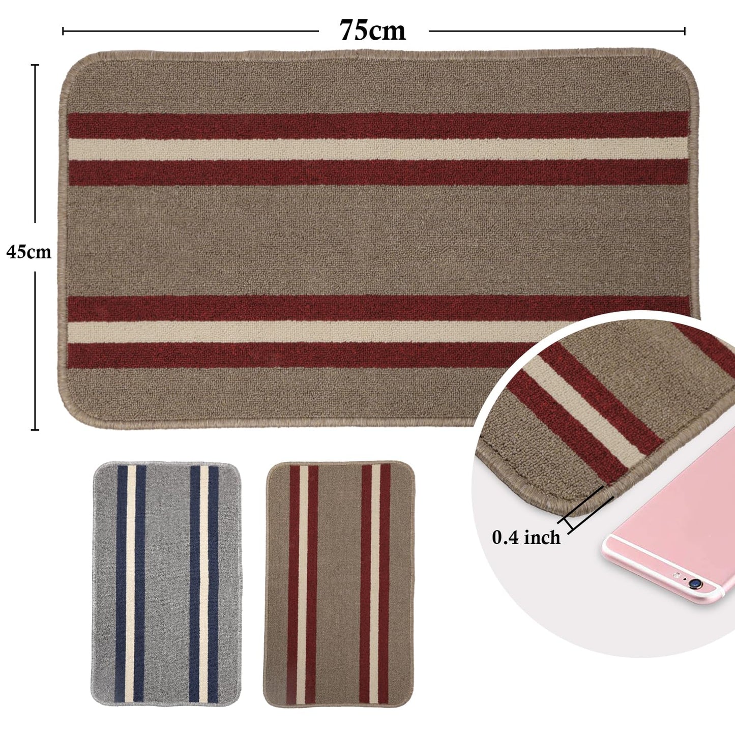 Doormat for Entrance, Size 45X75 cm, Brown