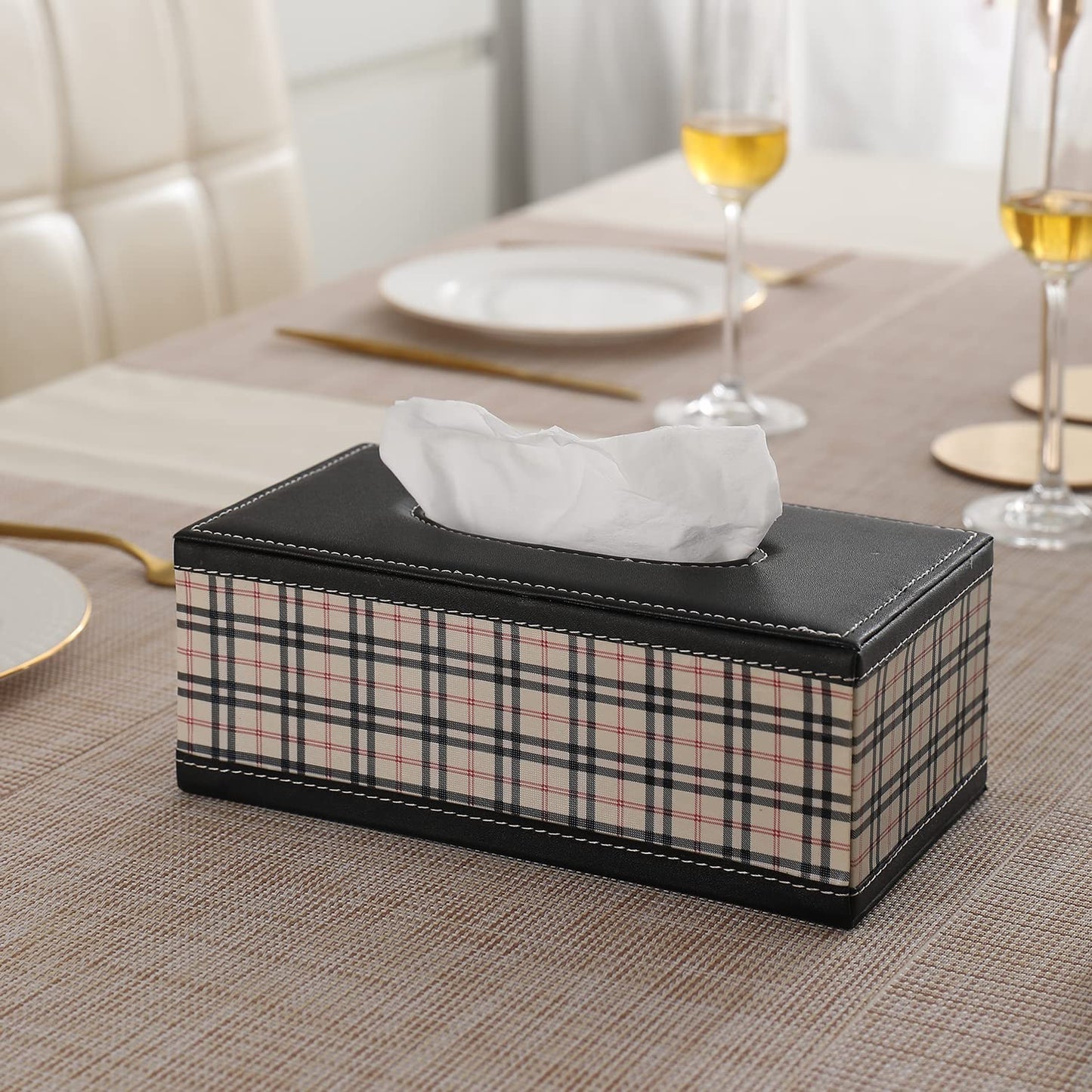 Buy stylish beige faux leather tissue paper holder | Hokipo