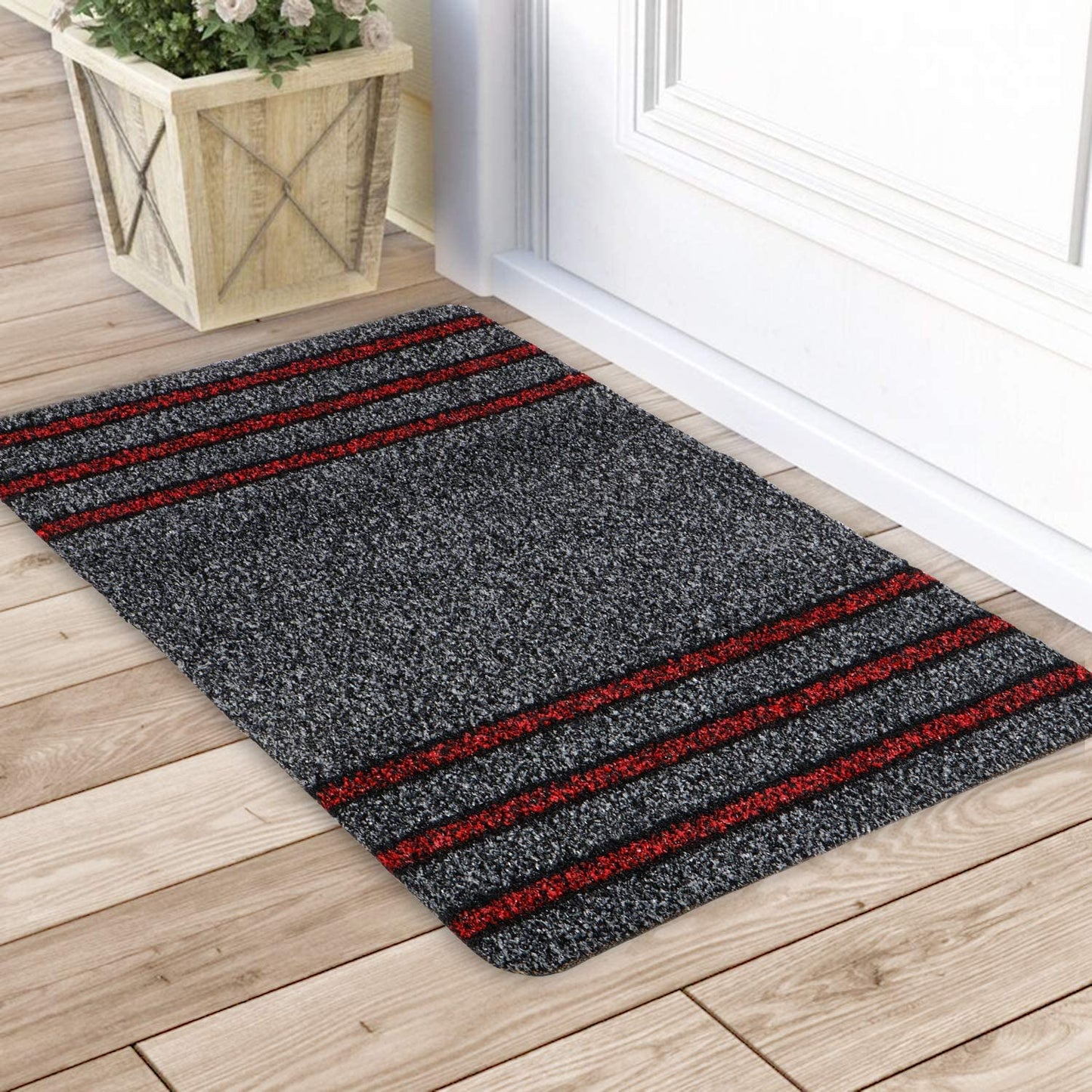Rubber Back Dirt Trapper Rectangular Doormats For Entrance Big Size, Black, 48X78 Cm