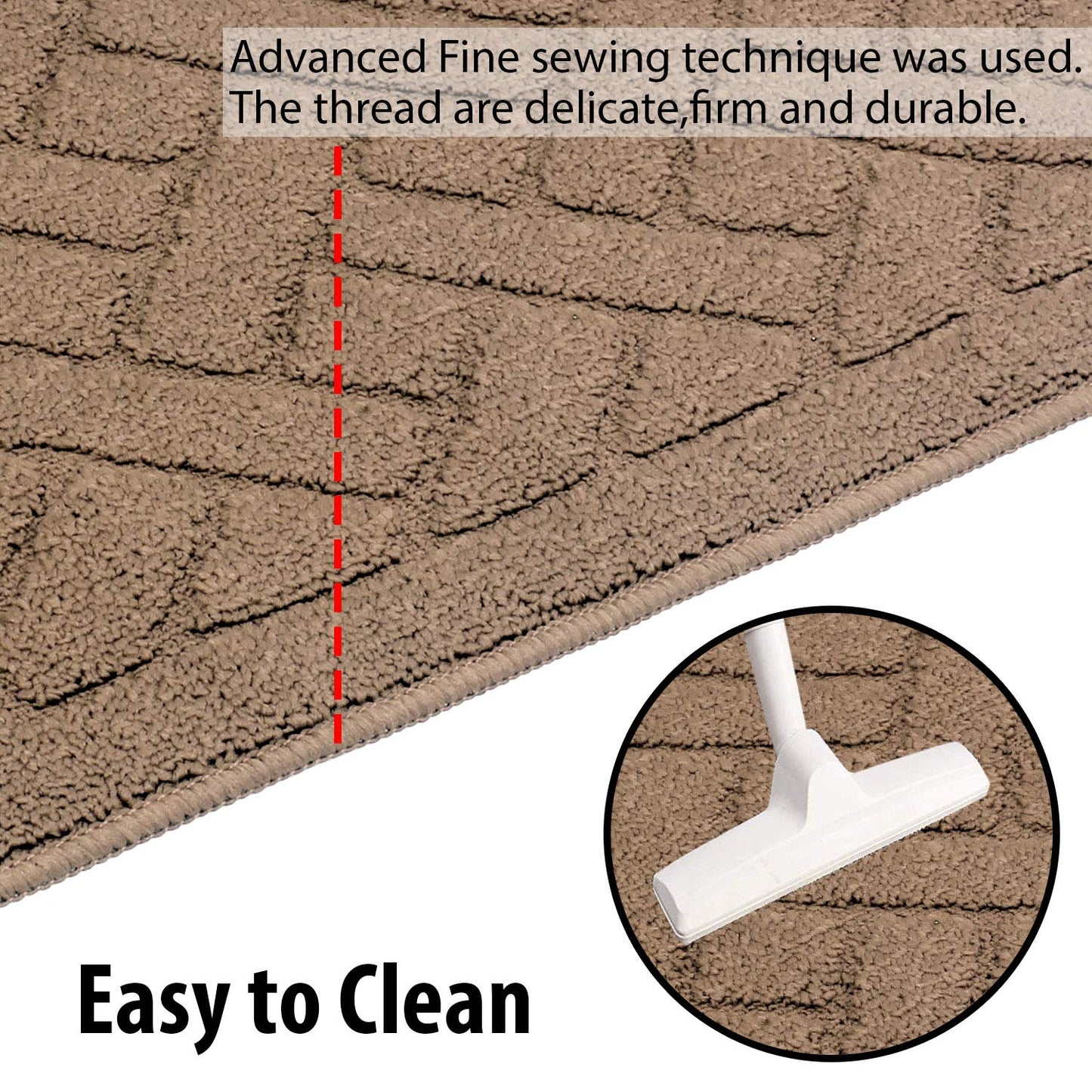 Front Door Inside and Outside Dirt Trapper Mat Polypropylene Fiber Anti-Slip Rubber Back Machine Washable Mat, Rectangular - 45 x 70 cm, Light Brown