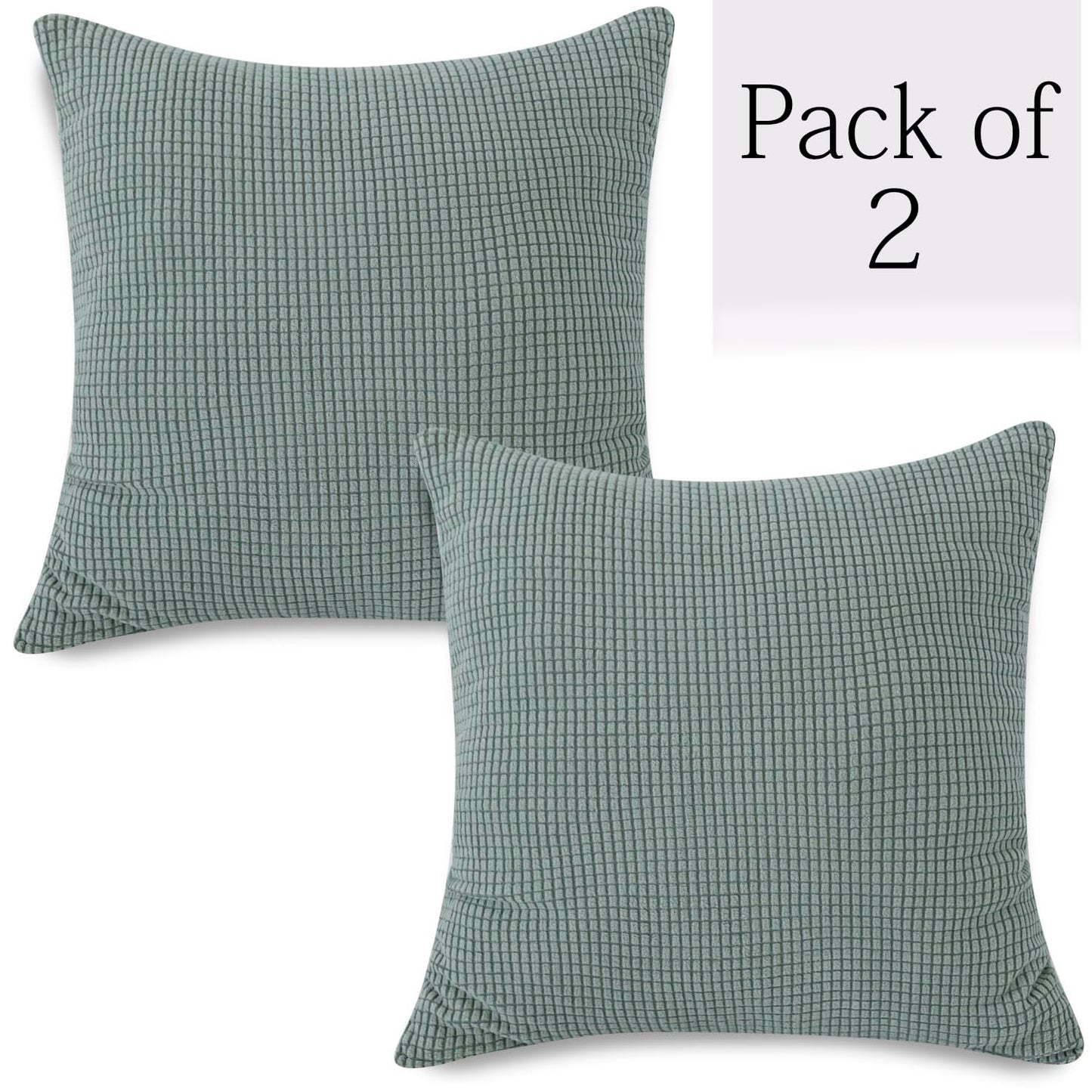Jacquard Pack of 2 Cushion Cover 18x18 Inches, Green